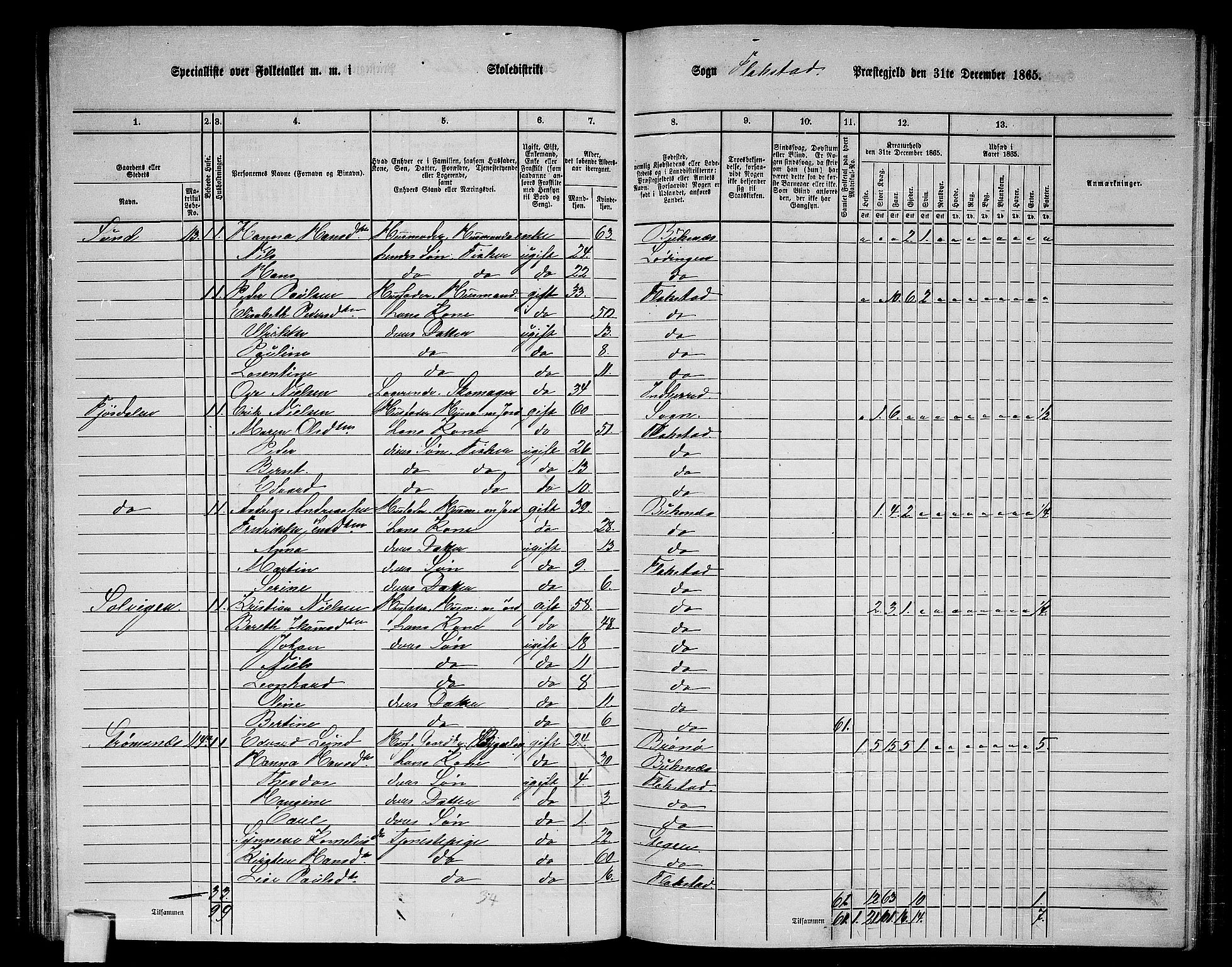 RA, 1865 census for Flakstad, 1865, p. 30