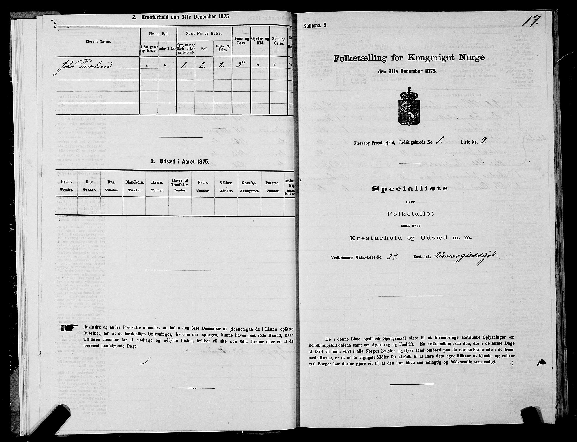 SATØ, 1875 census for 2027P Nesseby, 1875, p. 1017