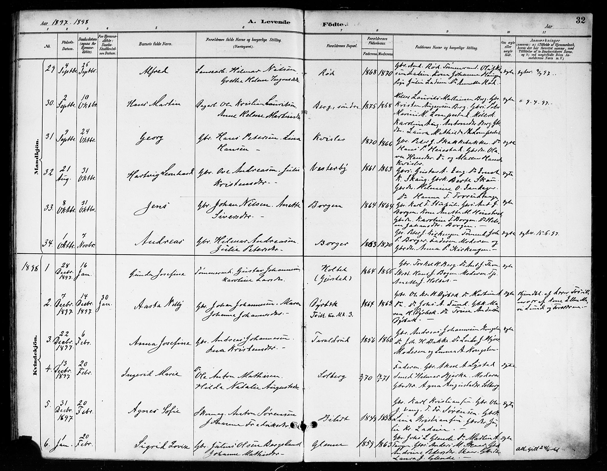 Skiptvet prestekontor Kirkebøker, SAO/A-20009/F/Fa/L0010: Parish register (official) no. 10, 1890-1900, p. 32