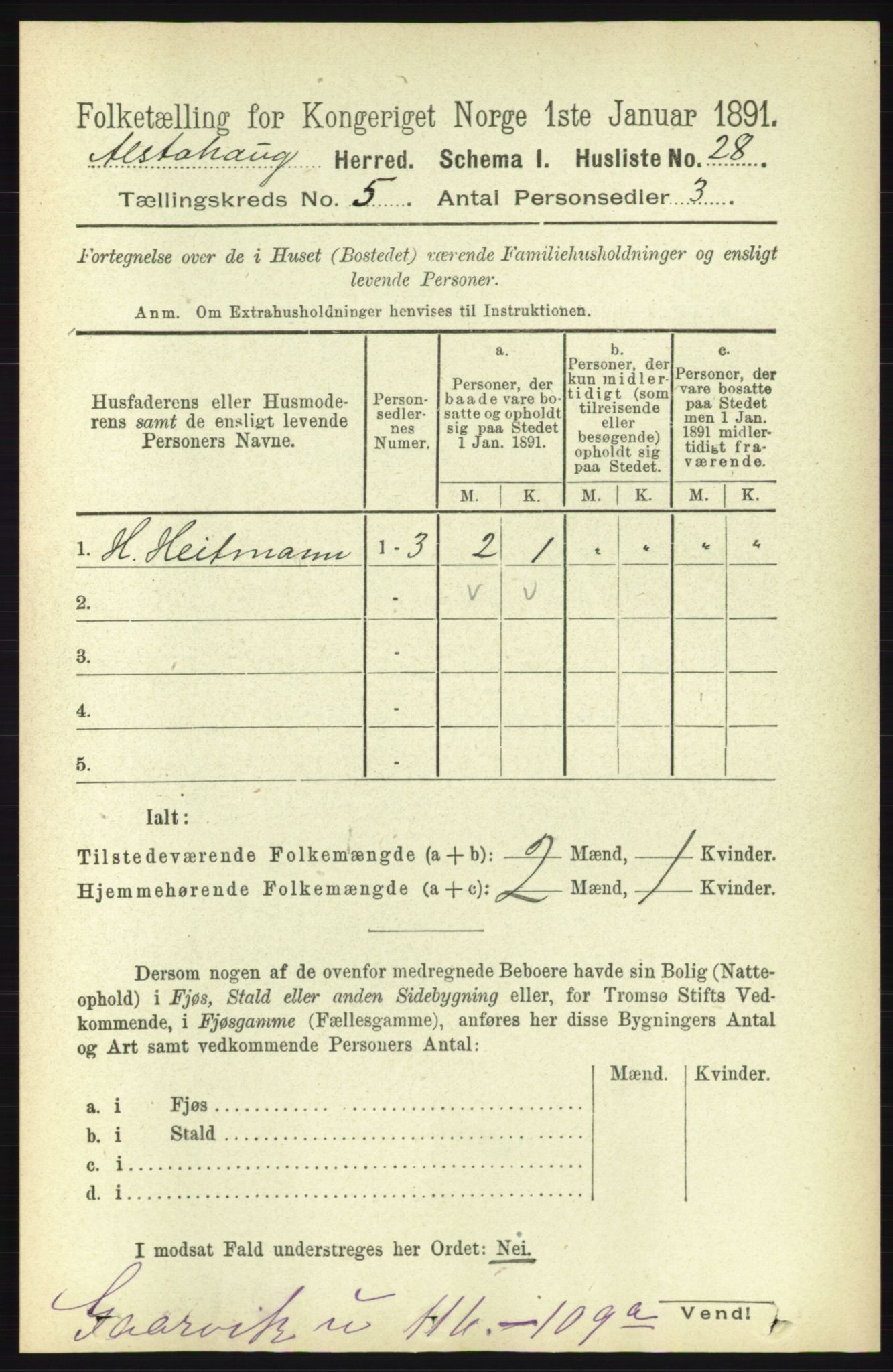 RA, 1891 census for 1820 Alstahaug, 1891, p. 1764