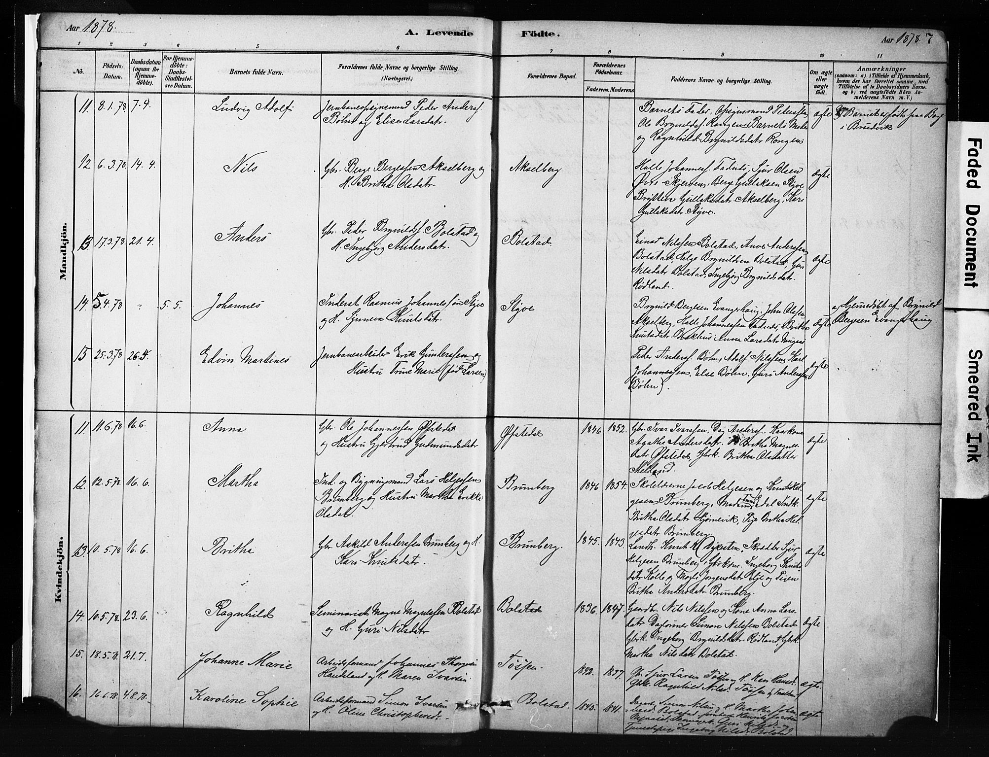 Evanger sokneprestembete, AV/SAB-A-99924: Parish register (official) no. A 1, 1877-1899, p. 7