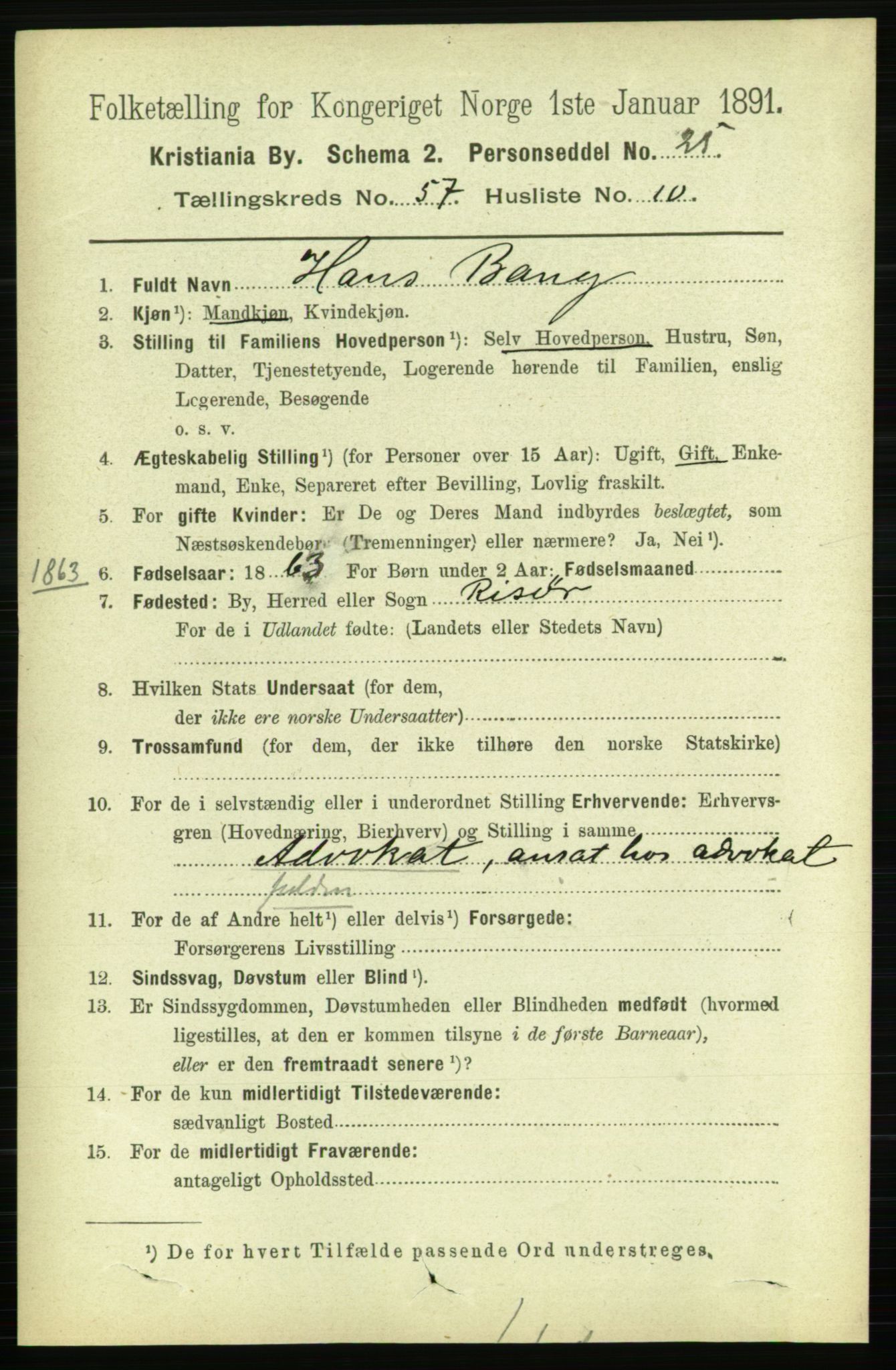 RA, 1891 census for 0301 Kristiania, 1891, p. 30703