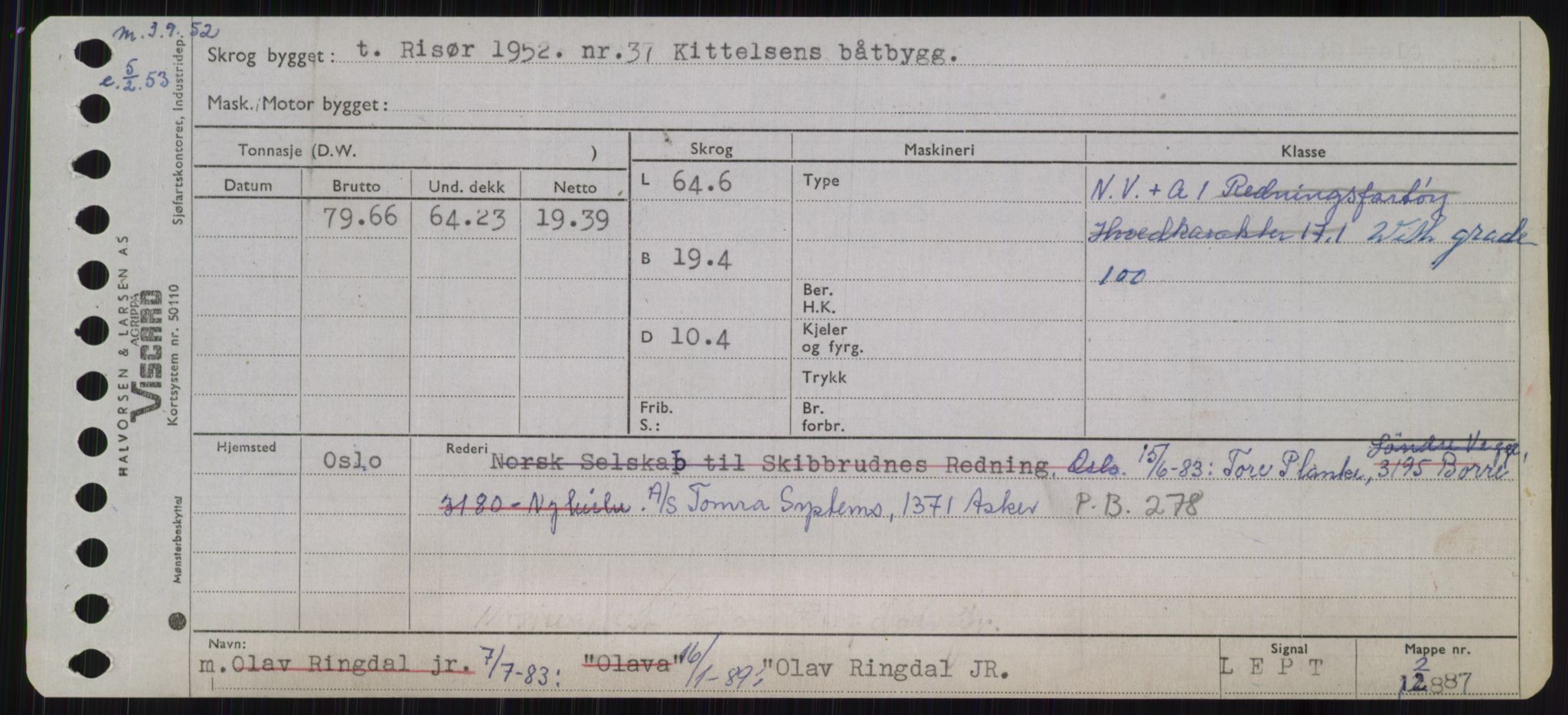 Sjøfartsdirektoratet med forløpere, Skipsmålingen, AV/RA-S-1627/H/Ha/L0004/0002: Fartøy, Mas-R / Fartøy, Odin-R, p. 33