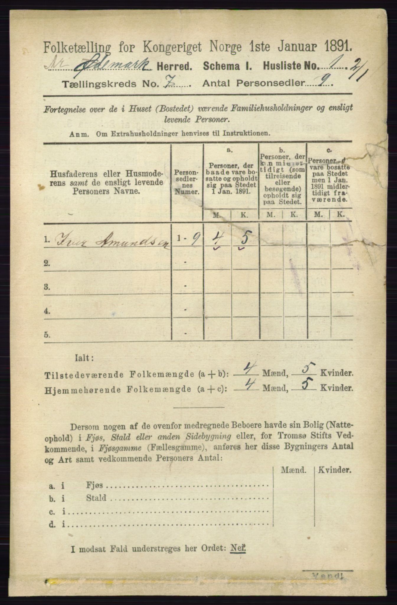 RA, 1891 census for 0118 Aremark, 1891, p. 3762