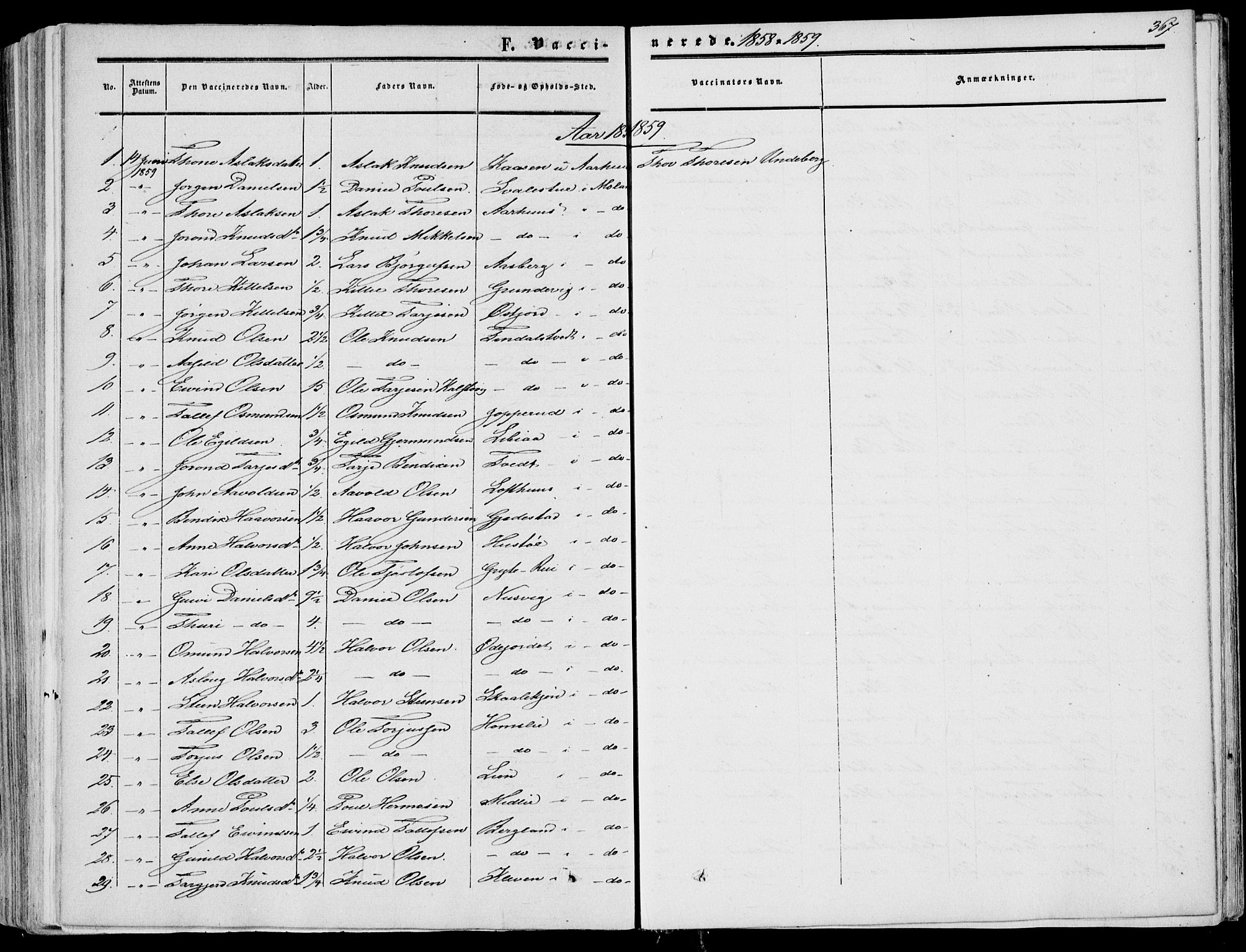 Fyresdal kirkebøker, SAKO/A-263/F/Fa/L0005: Parish register (official) no. I 5, 1855-1871, p. 367