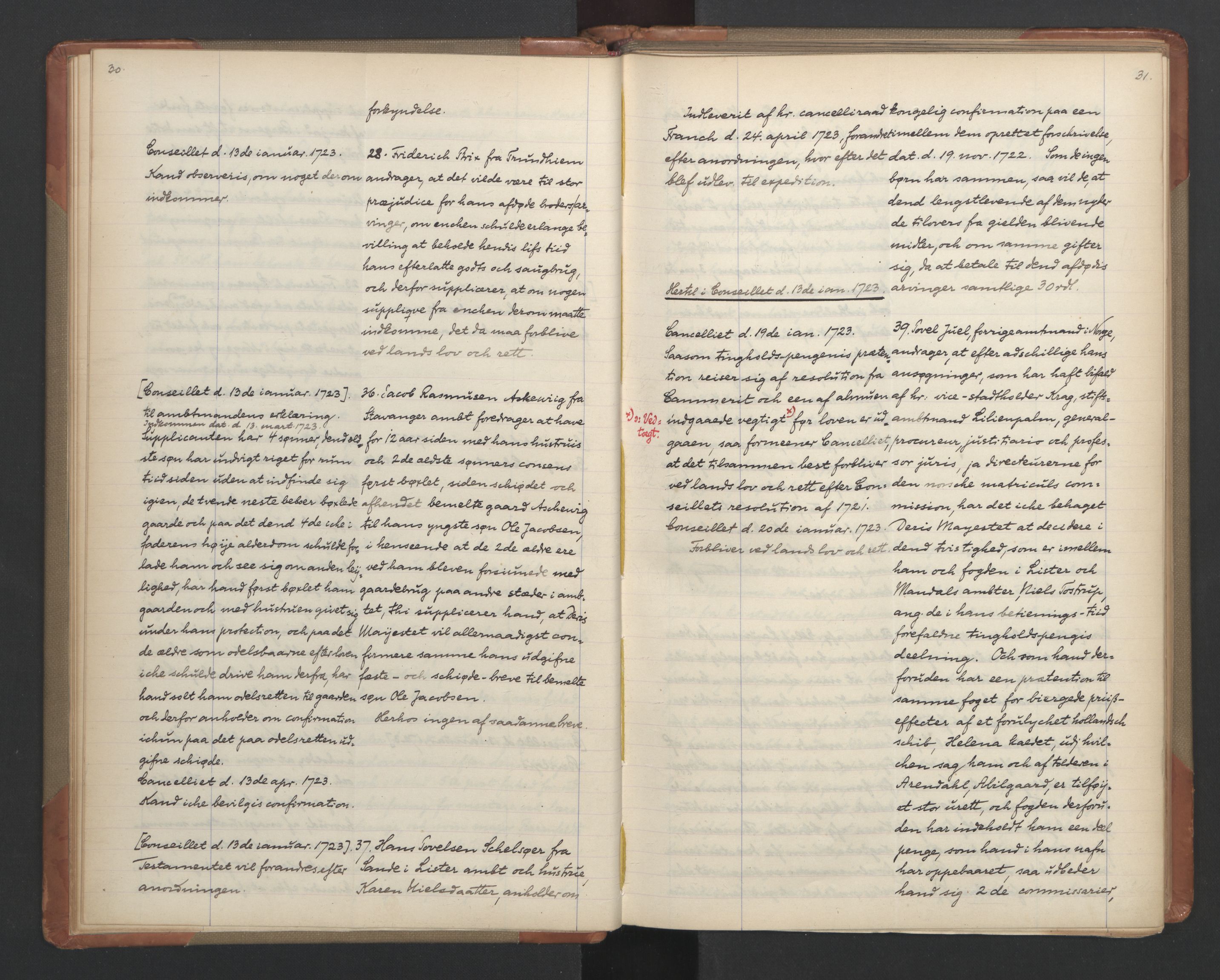 Avskriftsamlingen, AV/RA-EA-4022/F/Fa/L0086: Supplikker, 1723, p. 20