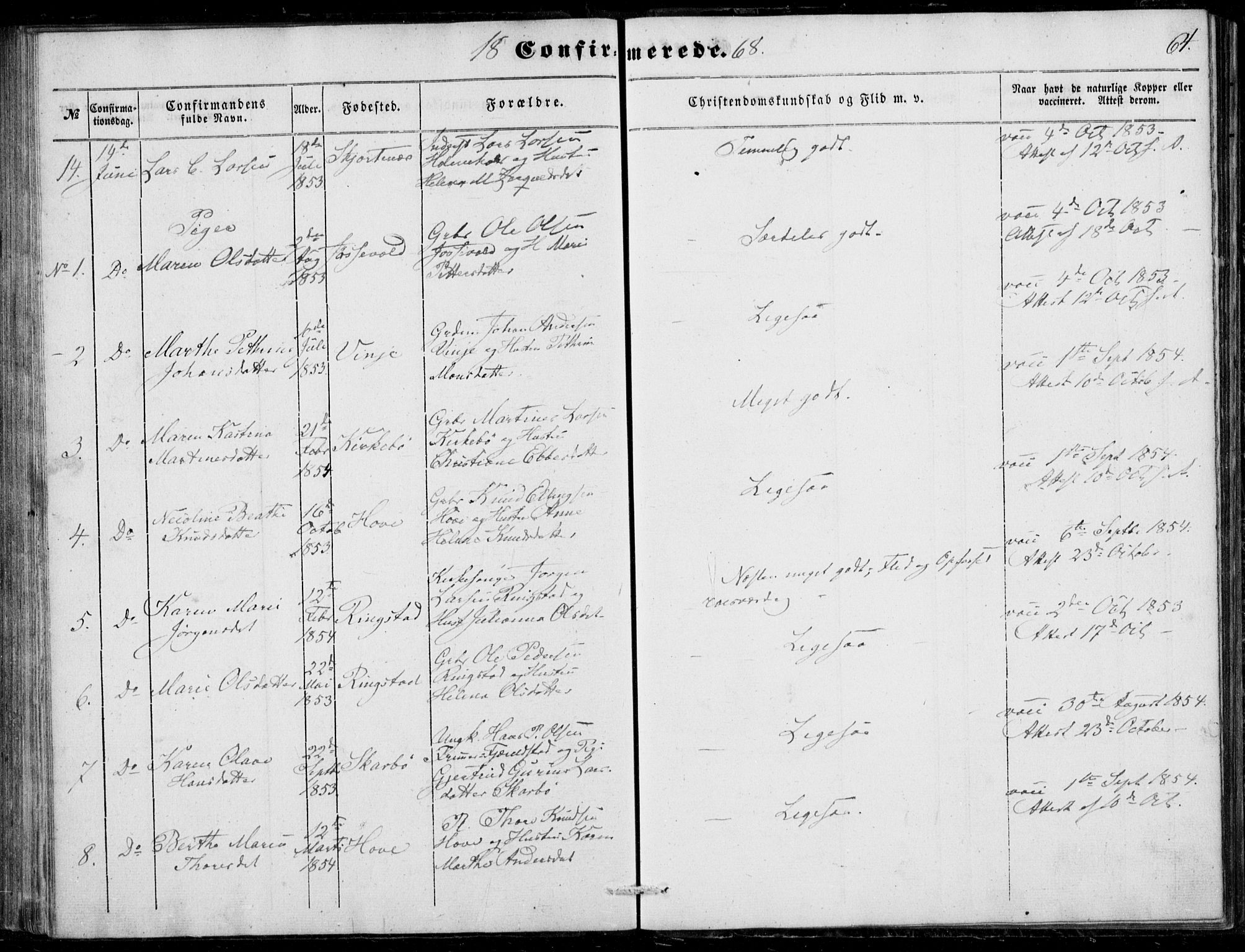 Ministerialprotokoller, klokkerbøker og fødselsregistre - Møre og Romsdal, AV/SAT-A-1454/520/L0281: Parish register (official) no. 520A10, 1851-1881, p. 64