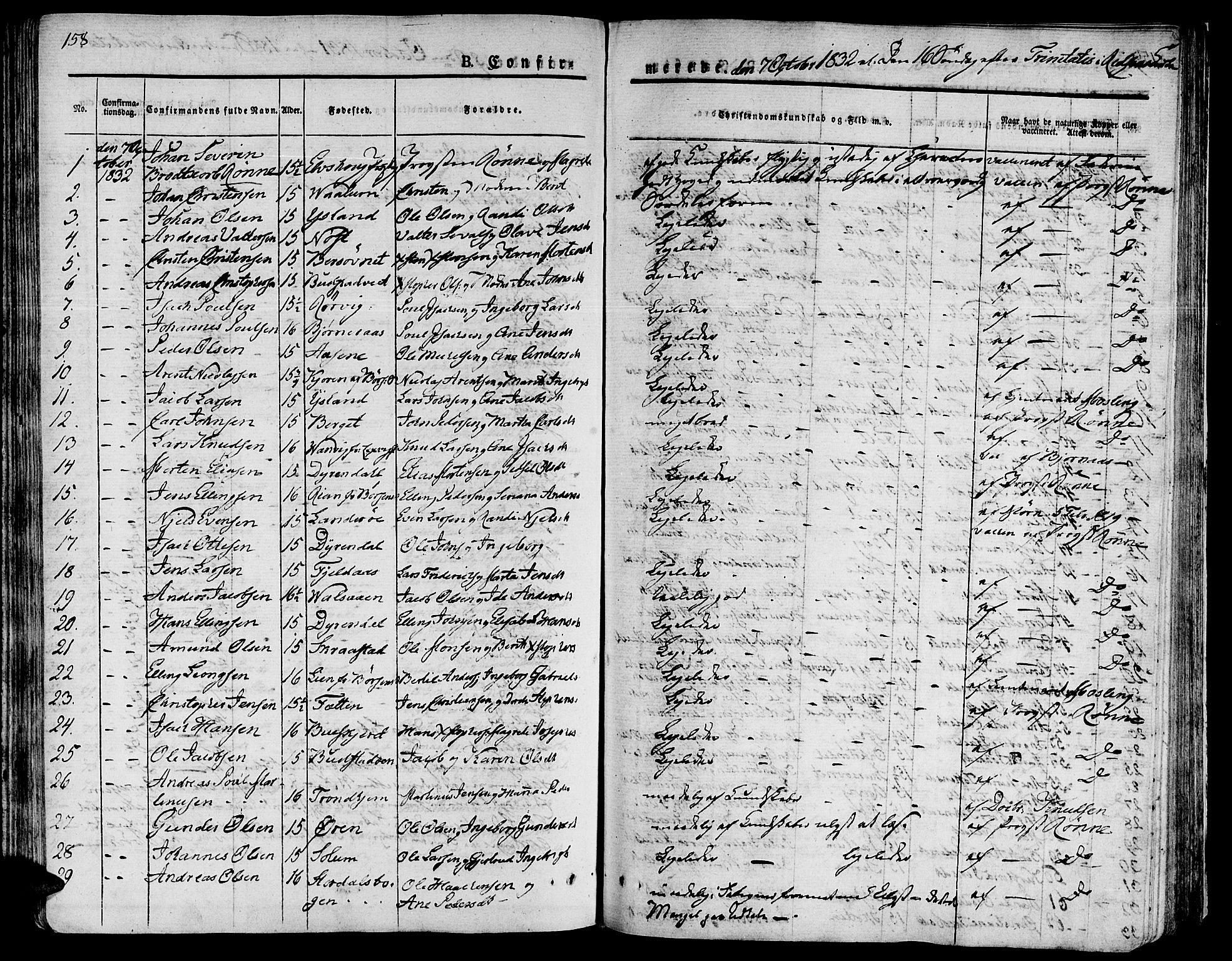 Ministerialprotokoller, klokkerbøker og fødselsregistre - Sør-Trøndelag, AV/SAT-A-1456/646/L0609: Parish register (official) no. 646A07, 1826-1838, p. 158