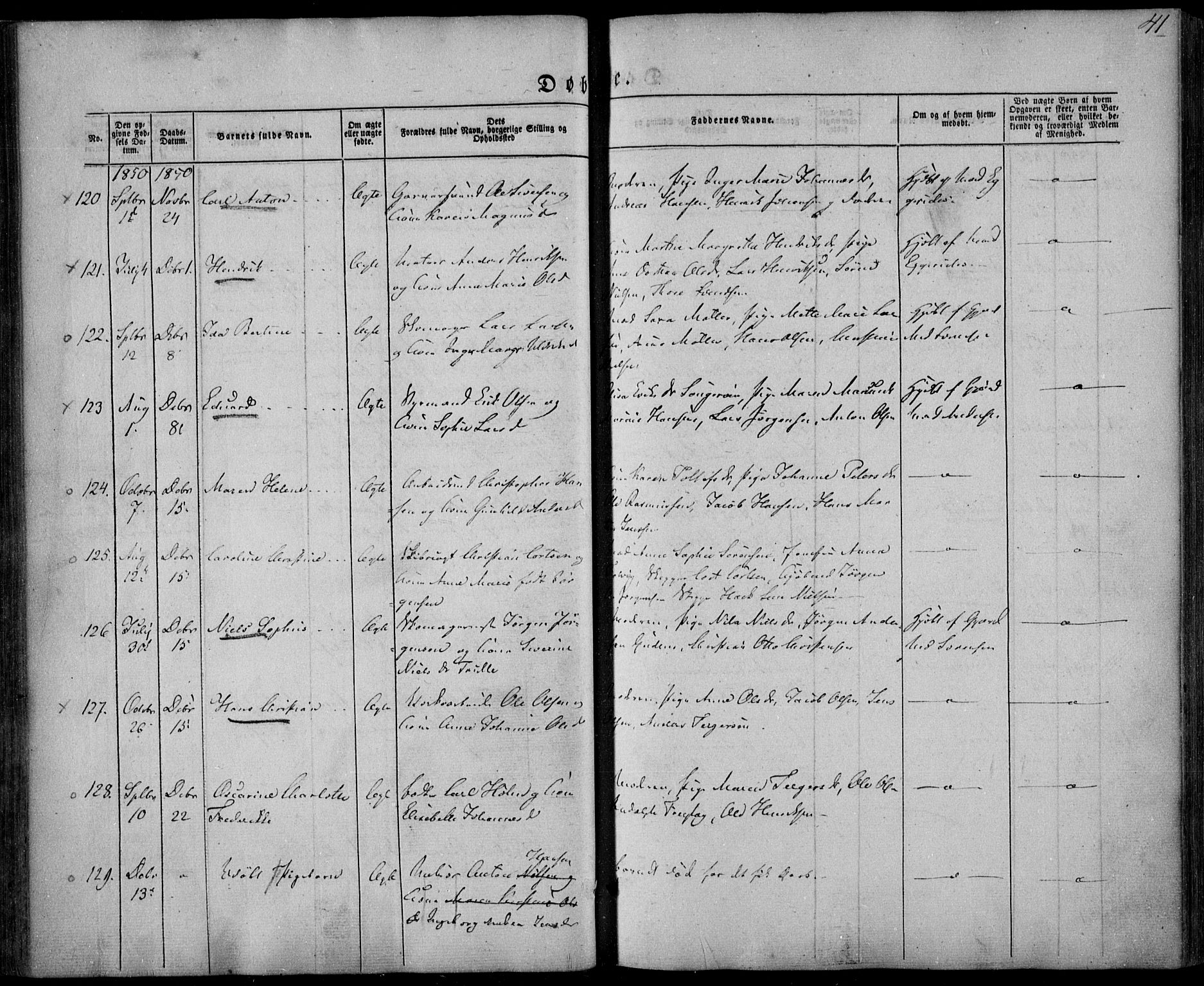 Larvik kirkebøker, AV/SAKO-A-352/F/Fa/L0003: Parish register (official) no. I 3, 1848-1856, p. 41