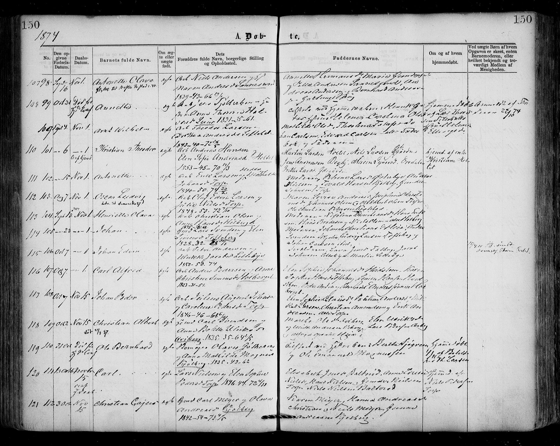Borge prestekontor Kirkebøker, SAO/A-10903/F/Fa/L0006: Parish register (official) no. I 6, 1861-1874, p. 150