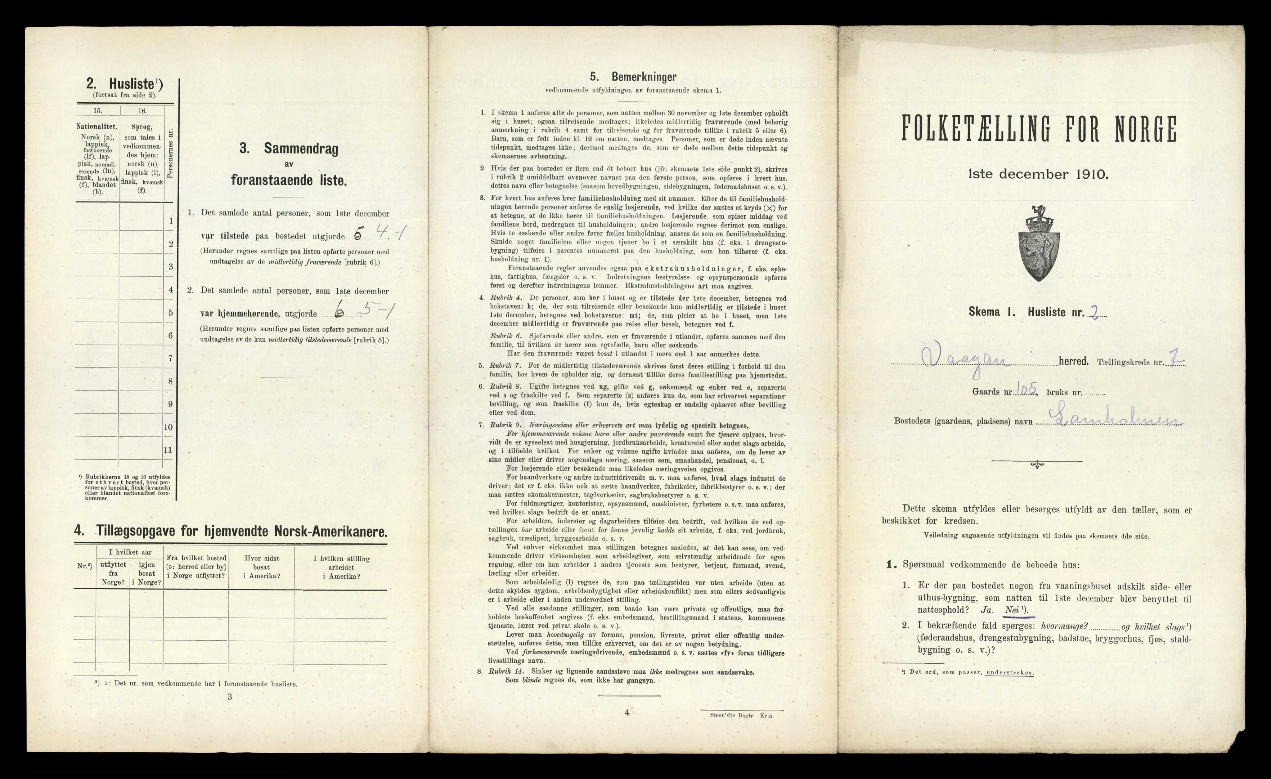 RA, 1910 census for Vågan, 1910, p. 1099