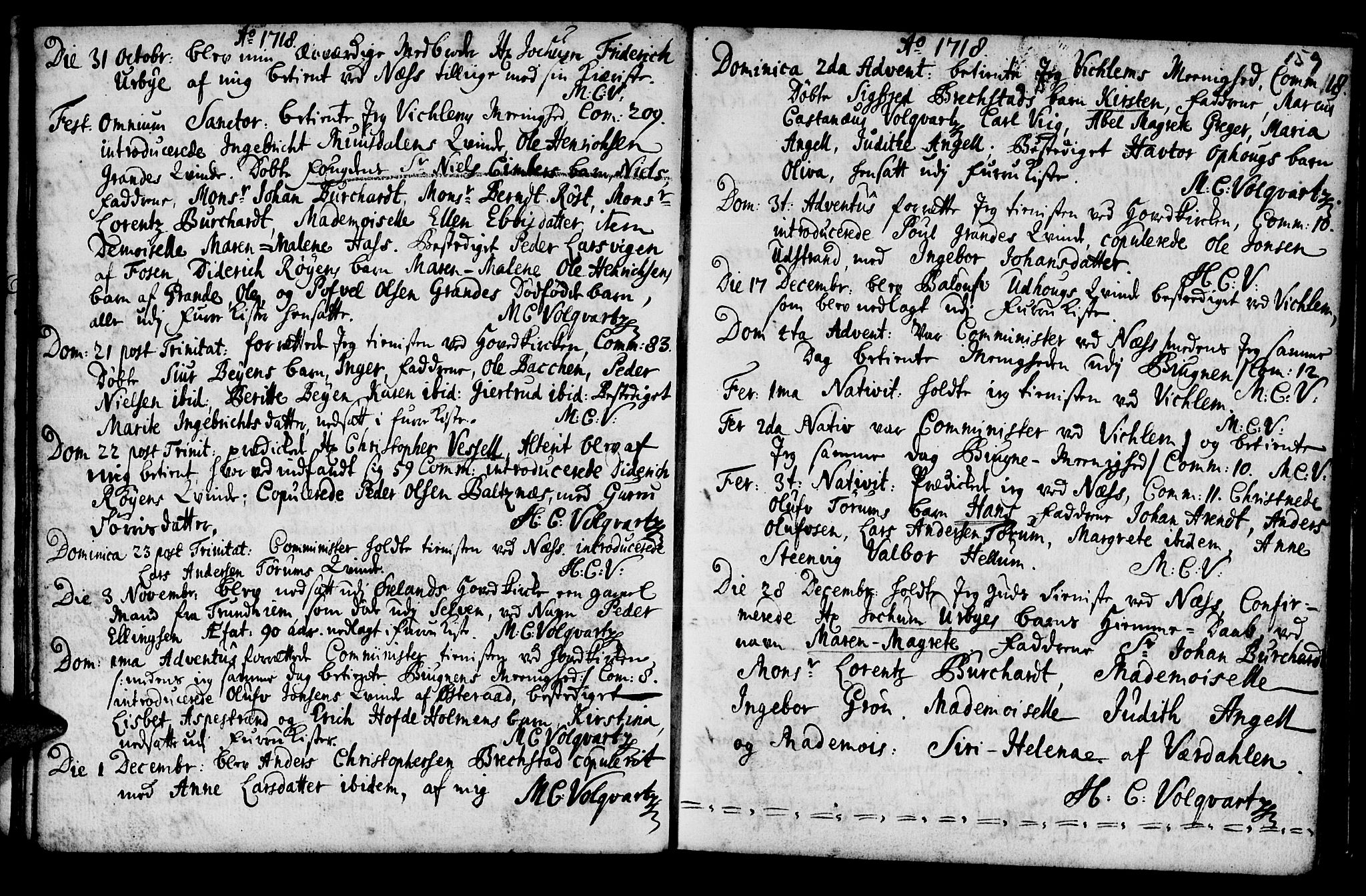 Ministerialprotokoller, klokkerbøker og fødselsregistre - Sør-Trøndelag, SAT/A-1456/659/L0731: Parish register (official) no. 659A01, 1709-1731, p. 158-159