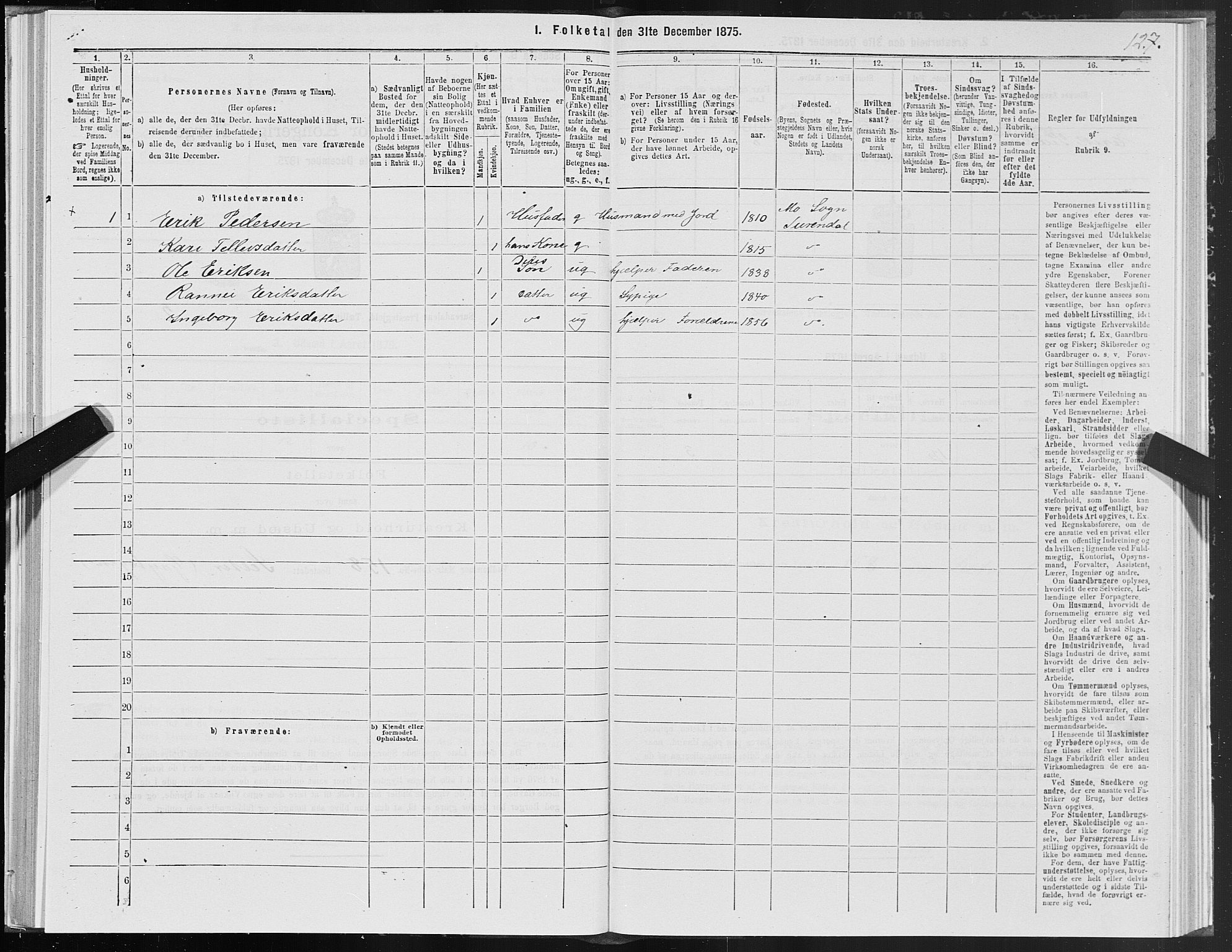 SAT, 1875 census for 1566P Surnadal, 1875, p. 1127