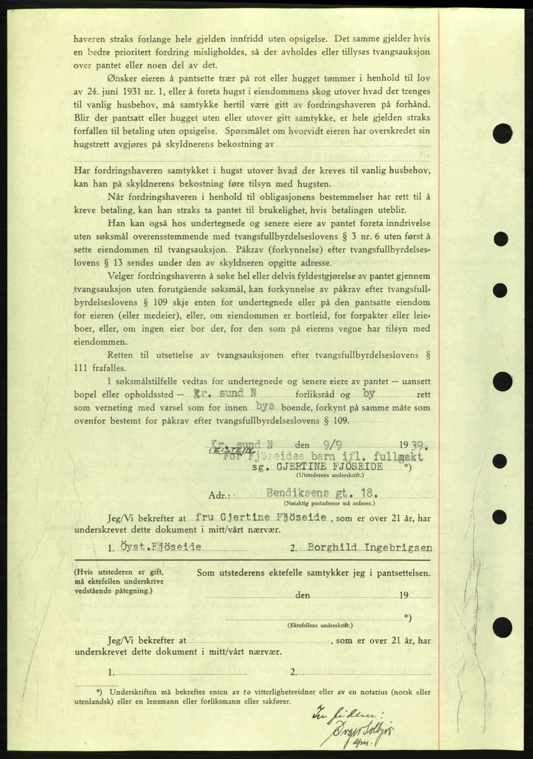 Kristiansund byfogd, SAT/A-4587/A/27: Mortgage book no. 31, 1938-1939, Diary no: : 723/1939