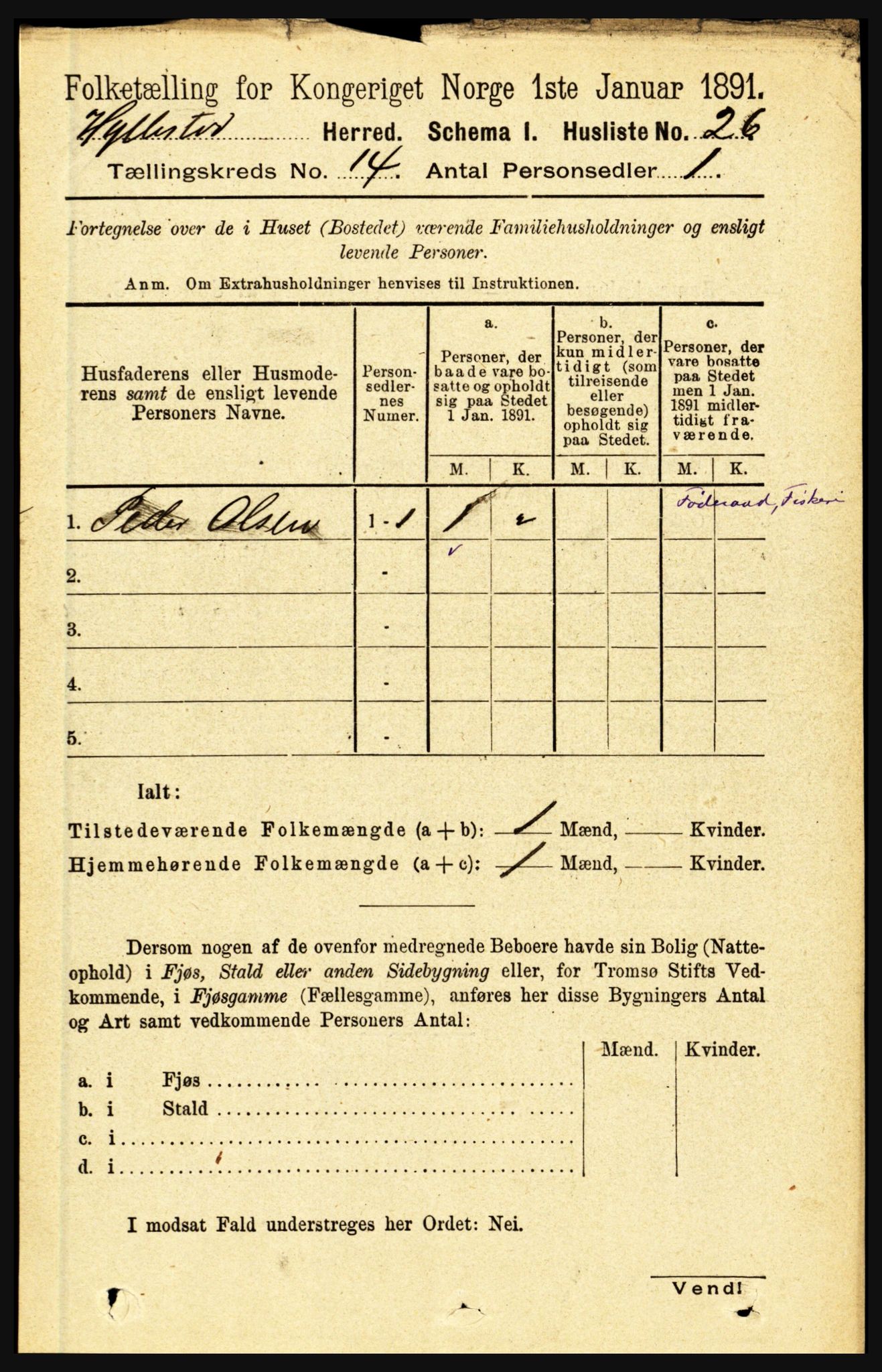 RA, 1891 census for 1413 Hyllestad, 1891, p. 2538
