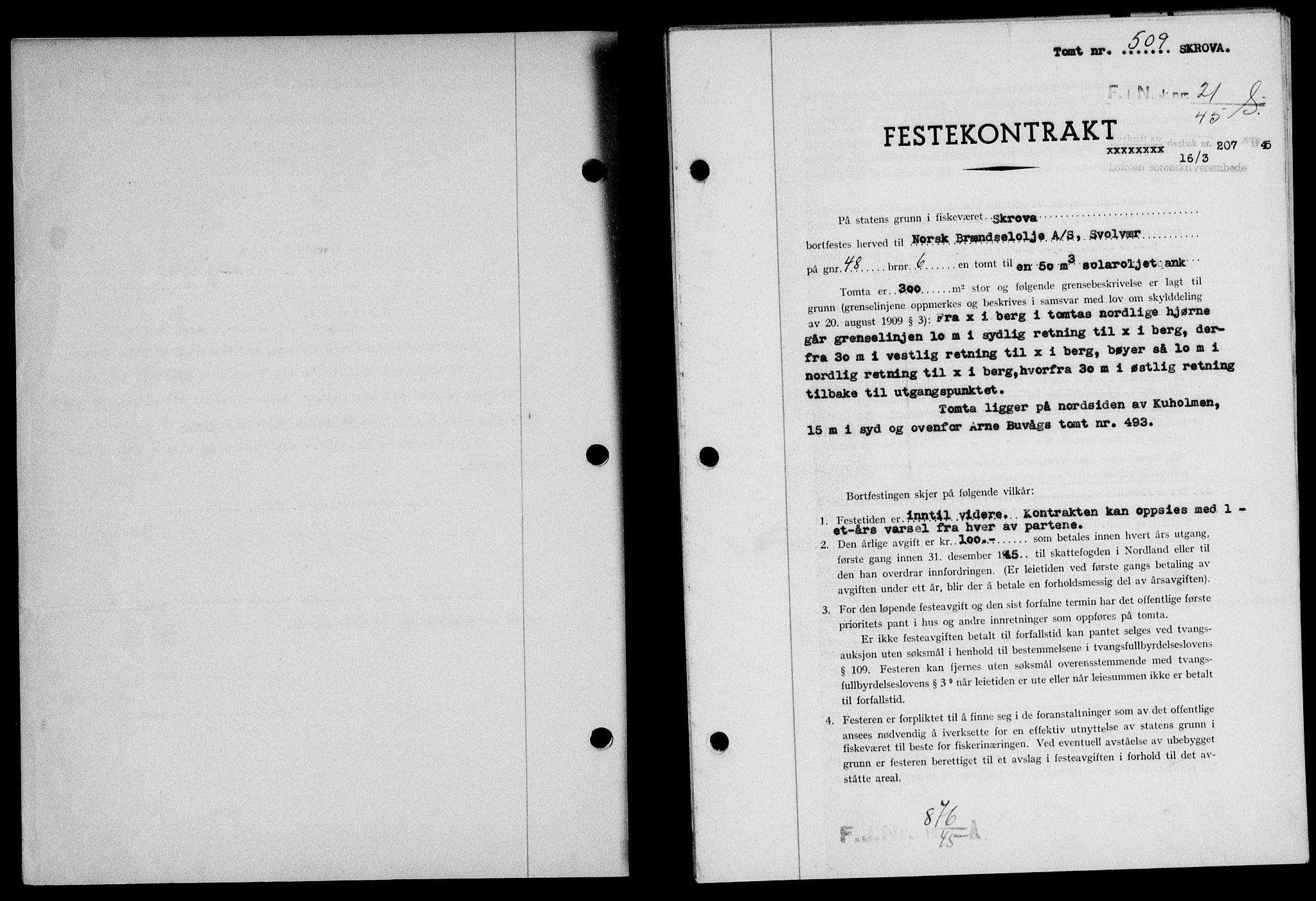 Lofoten sorenskriveri, SAT/A-0017/1/2/2C/L0013a: Mortgage book no. 13a, 1944-1946, Diary no: : 207/1945