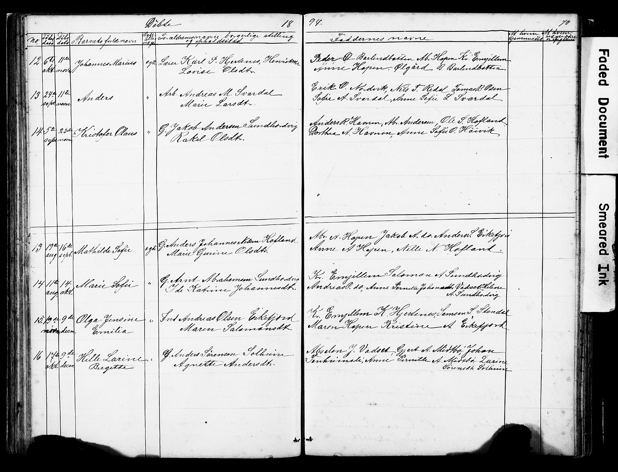 Kinn sokneprestembete, SAB/A-80801/H/Hab/Habe/L0001: Parish register (copy) no. E 1, 1864-1899, p. 70