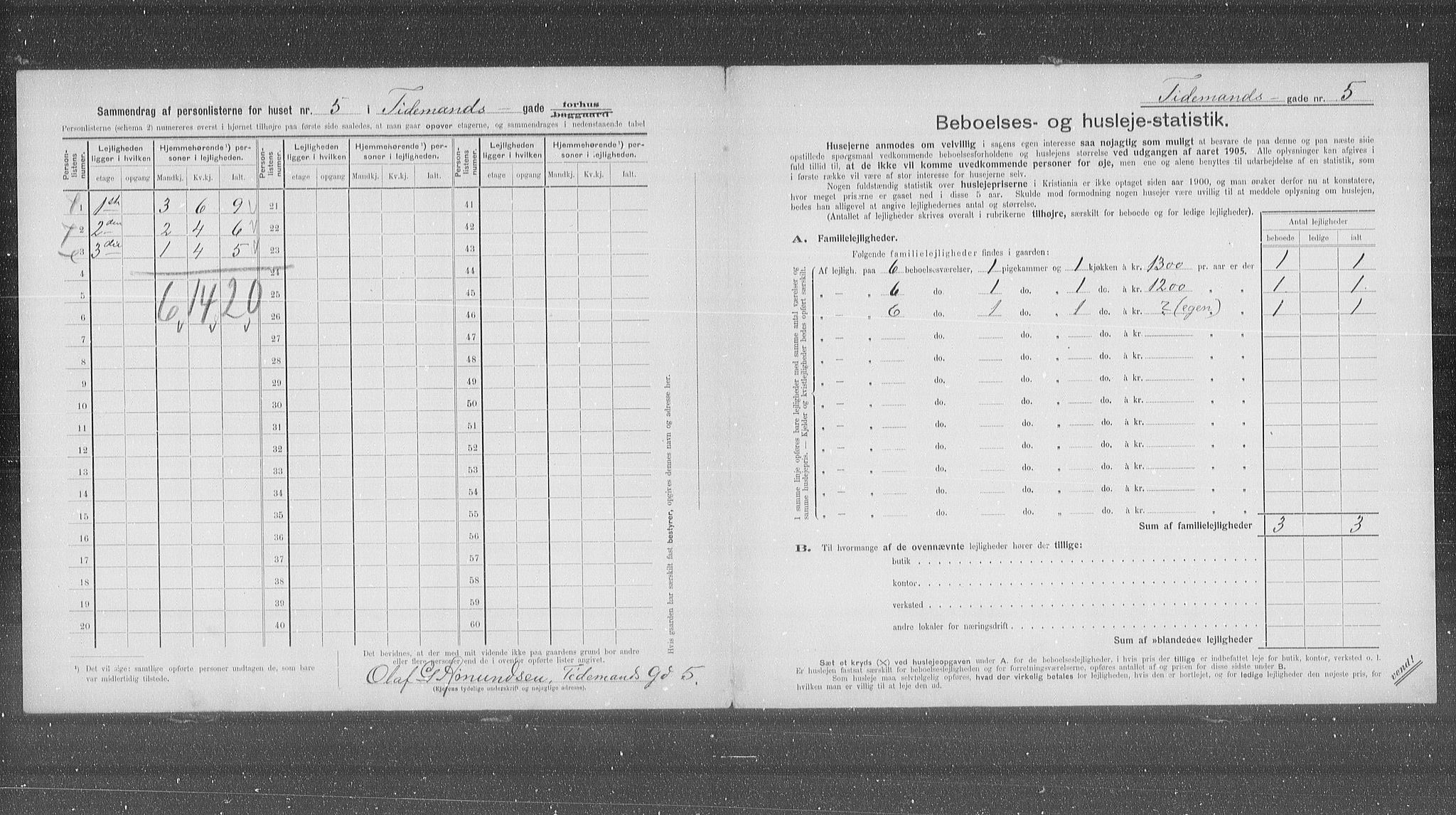 OBA, Municipal Census 1905 for Kristiania, 1905, p. 58338