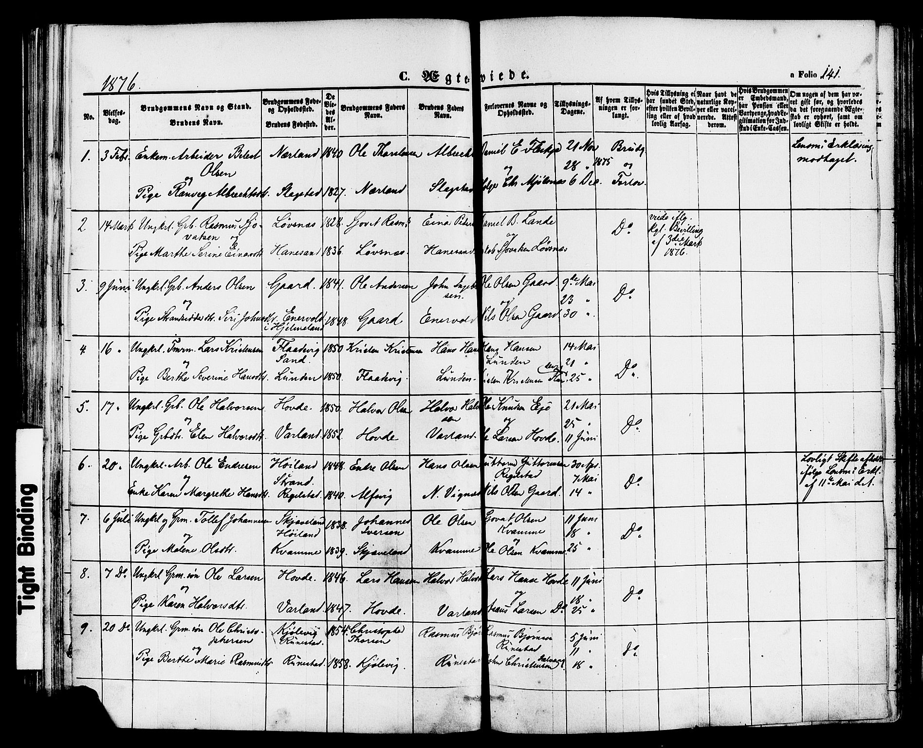 Finnøy sokneprestkontor, SAST/A-101825/H/Ha/Haa/L0008: Parish register (official) no. A 8, 1863-1878, p. 141