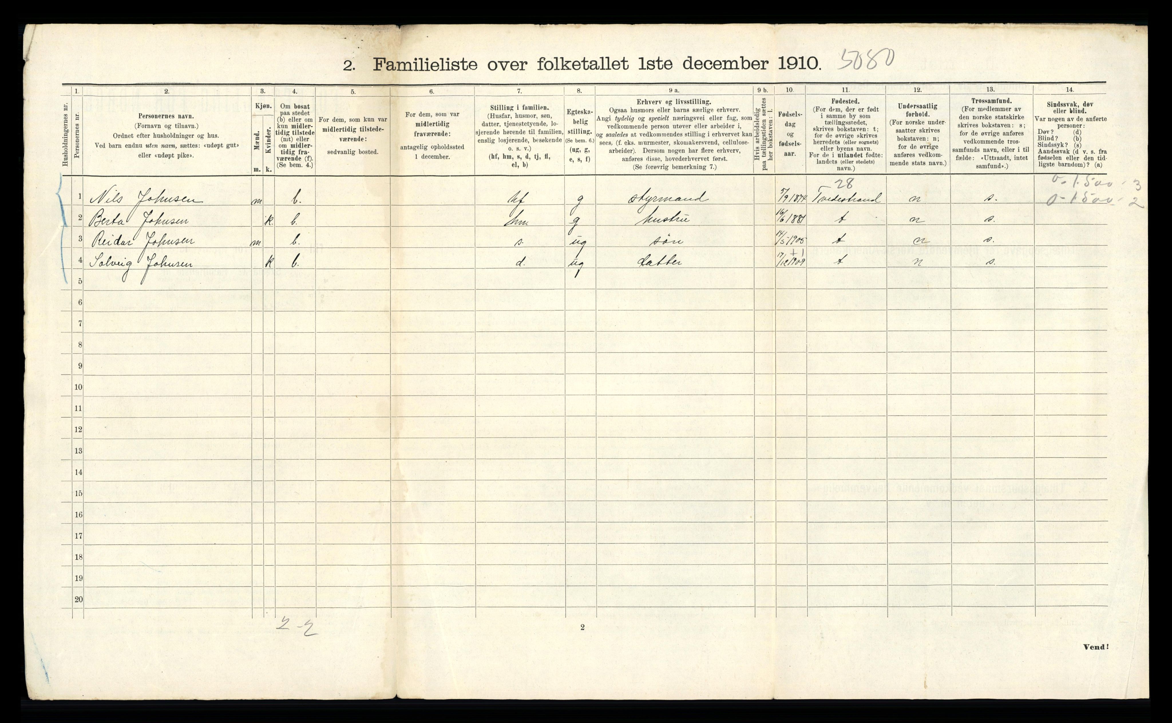 RA, 1910 census for Bergen, 1910, p. 37868