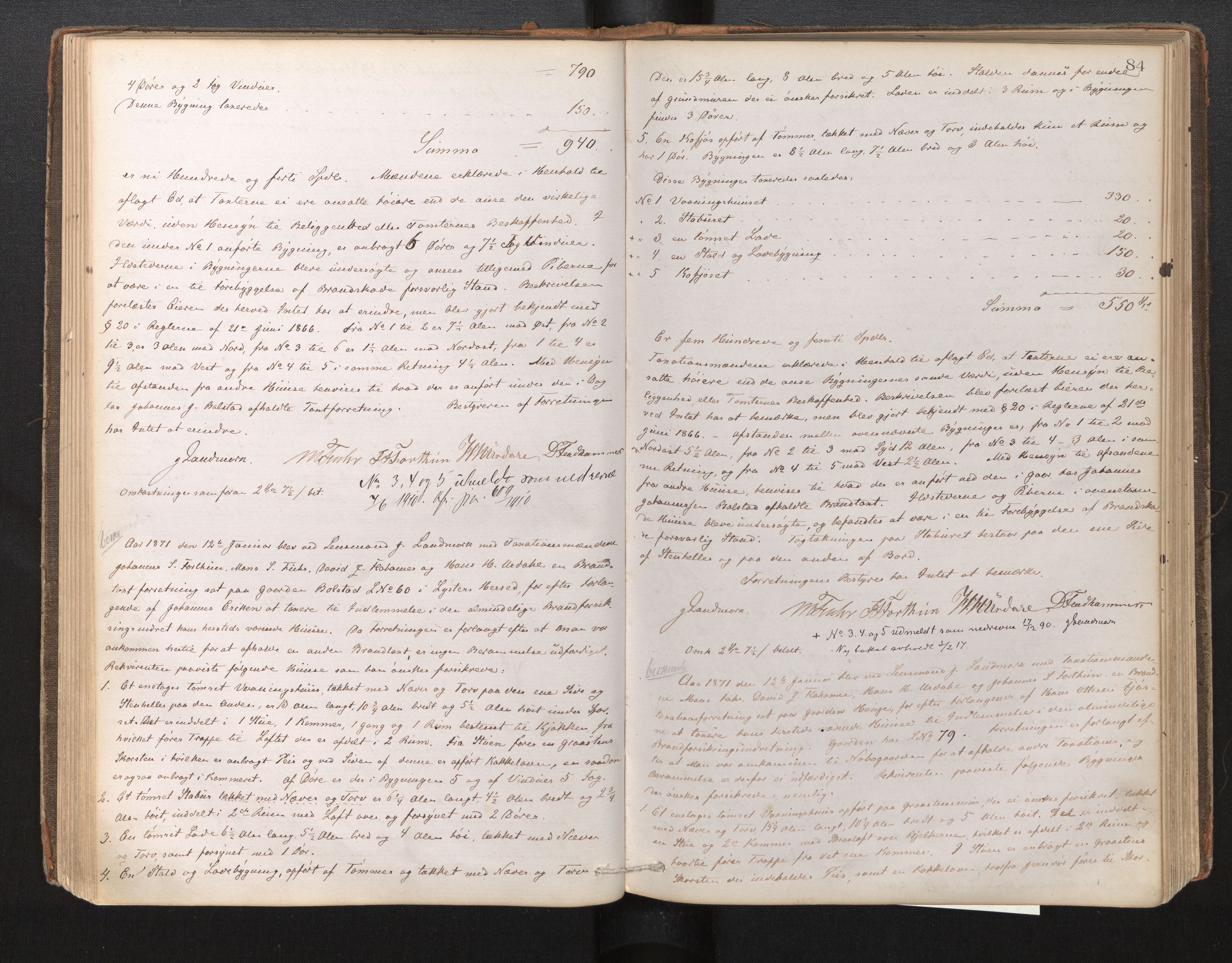 Lensmannen i Luster, AV/SAB-A-29301/0012/L0003: Branntakstprotokoll, 1868-1884, p. 83b-84a