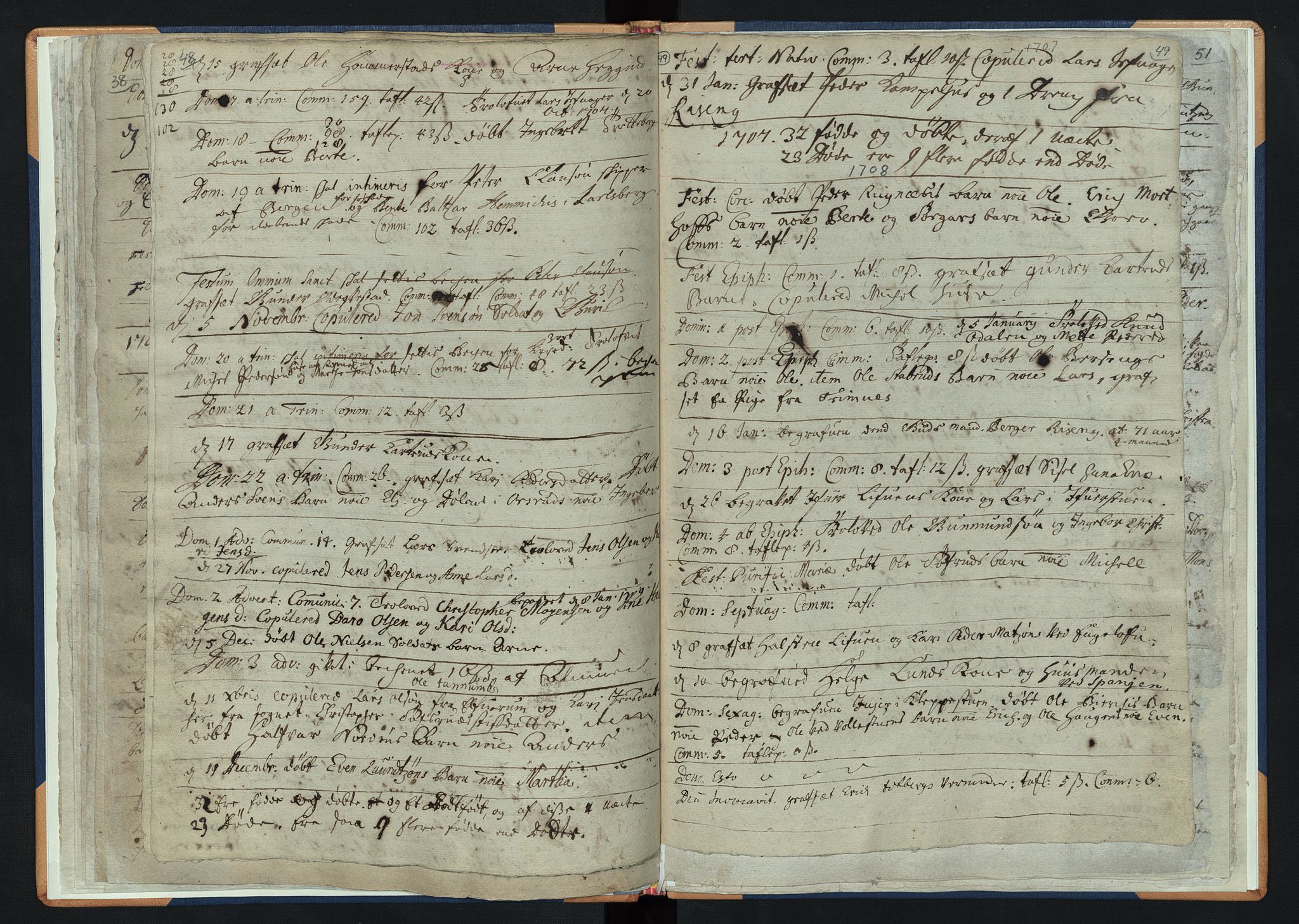 Løten prestekontor, SAH/PREST-022/K/Ka/L0001: Parish register (official) no. 1, 1694-1711, p. 48-49