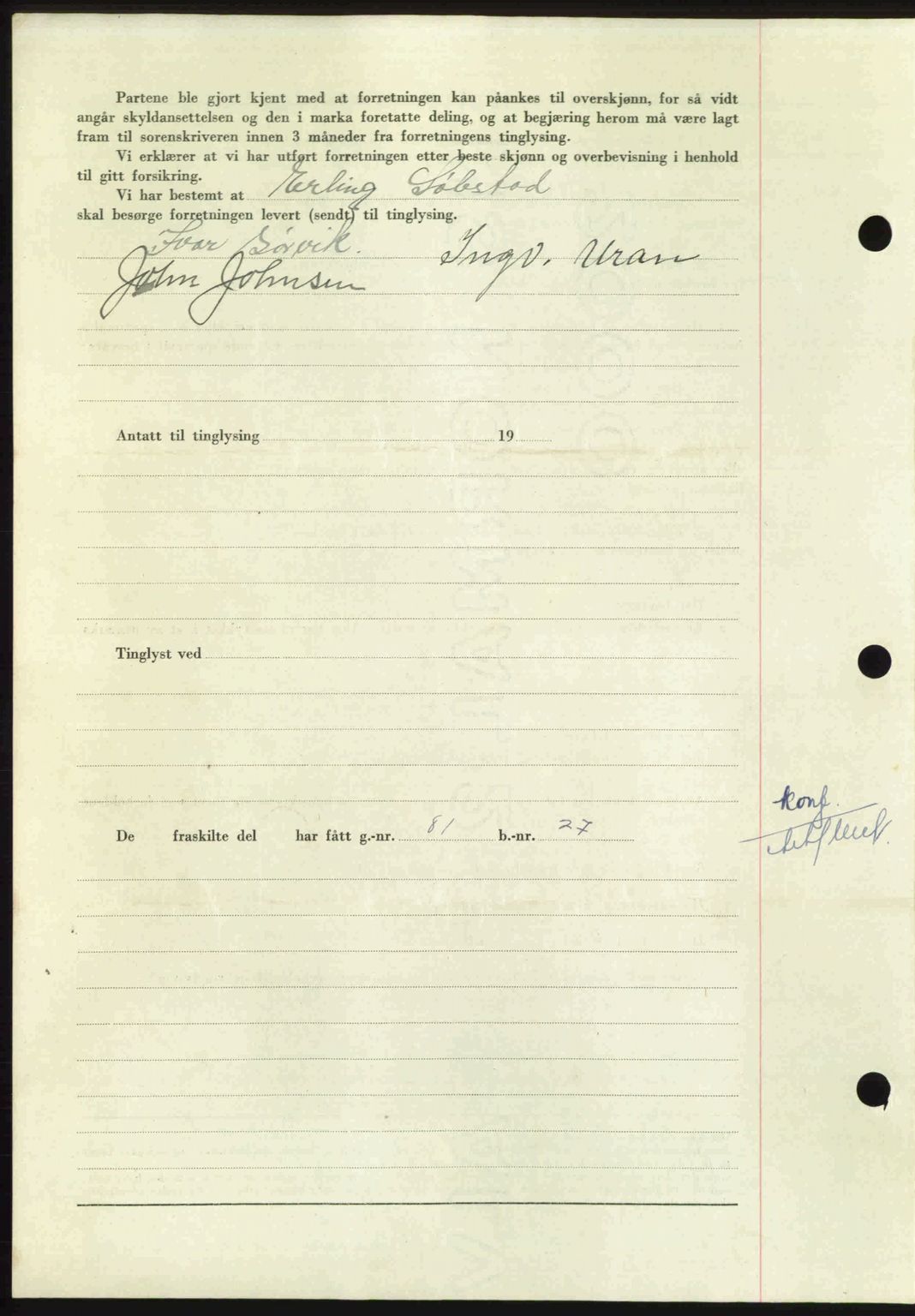Nordmøre sorenskriveri, AV/SAT-A-4132/1/2/2Ca: Mortgage book no. A109, 1948-1948, Diary no: : 3081/1948