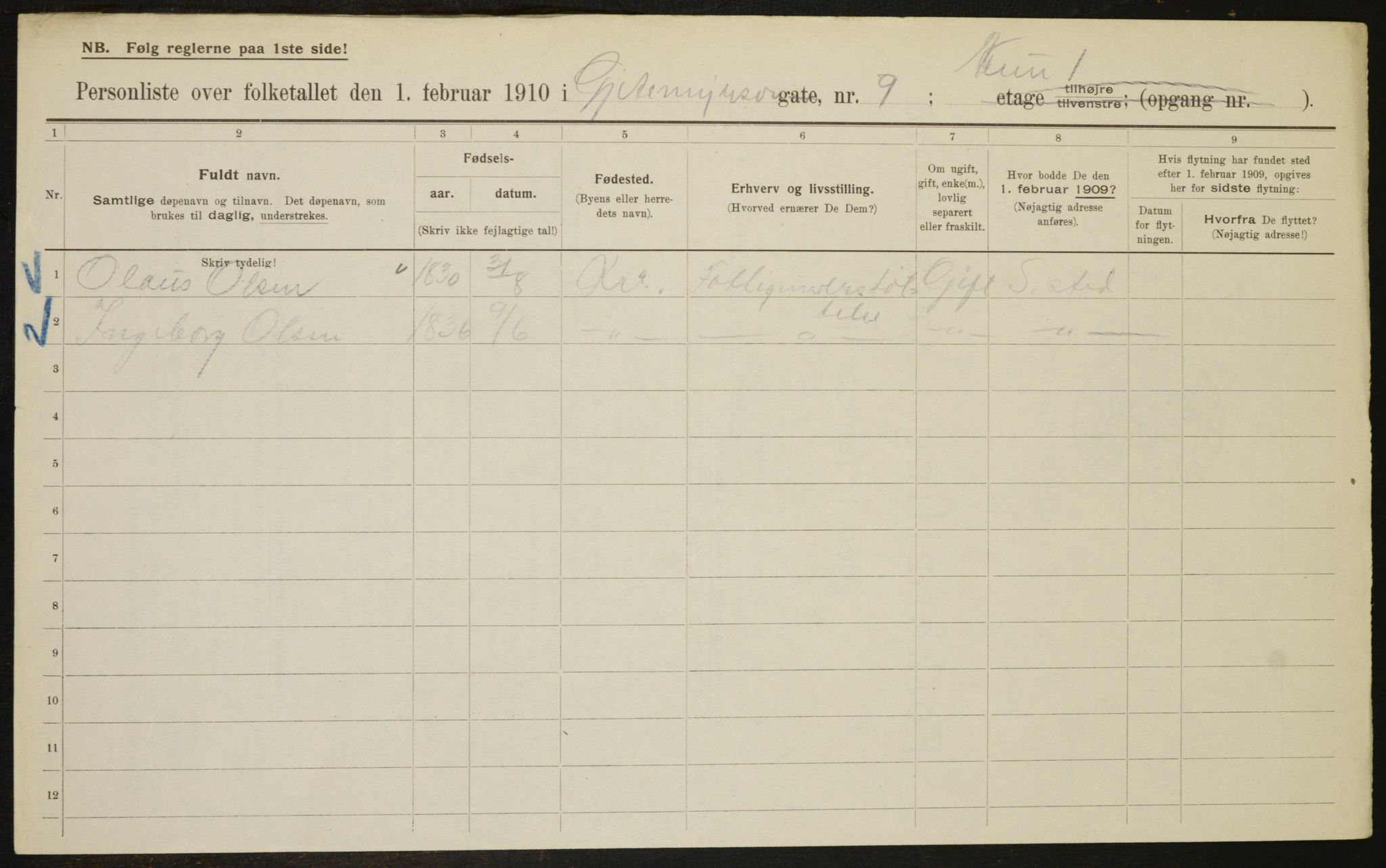 OBA, Municipal Census 1910 for Kristiania, 1910, p. 27335