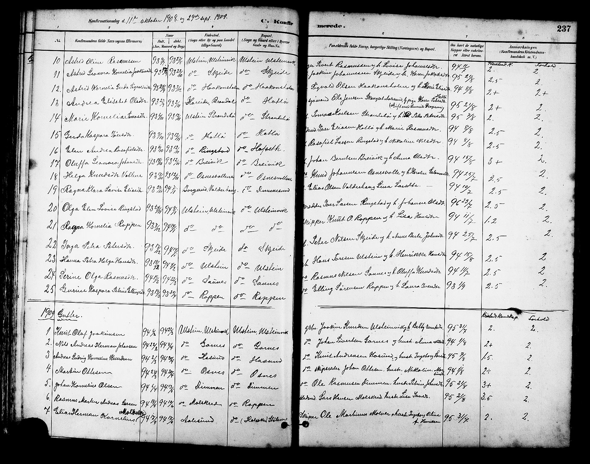 Ministerialprotokoller, klokkerbøker og fødselsregistre - Møre og Romsdal, AV/SAT-A-1454/509/L0112: Parish register (copy) no. 509C02, 1883-1922, p. 237