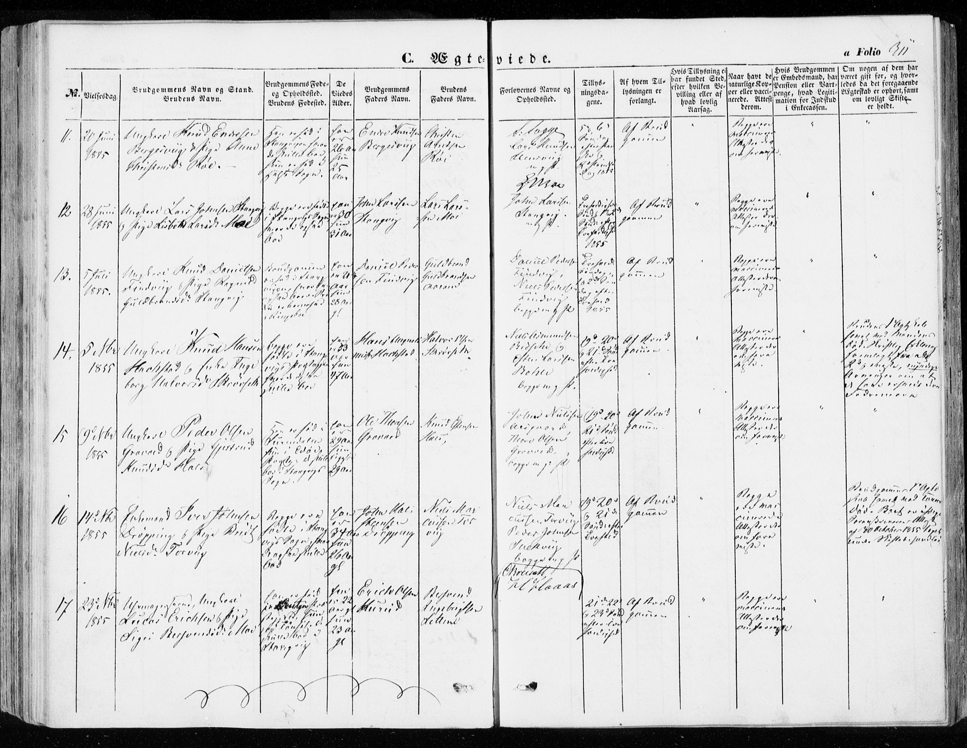 Ministerialprotokoller, klokkerbøker og fødselsregistre - Møre og Romsdal, AV/SAT-A-1454/592/L1026: Parish register (official) no. 592A04, 1849-1867, p. 311