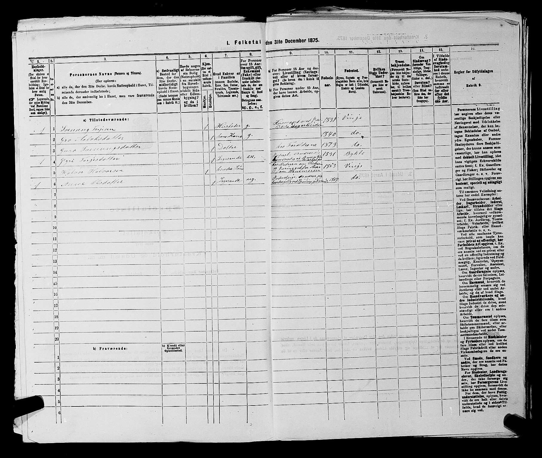 SAKO, 1875 census for 0834P Vinje, 1875, p. 429