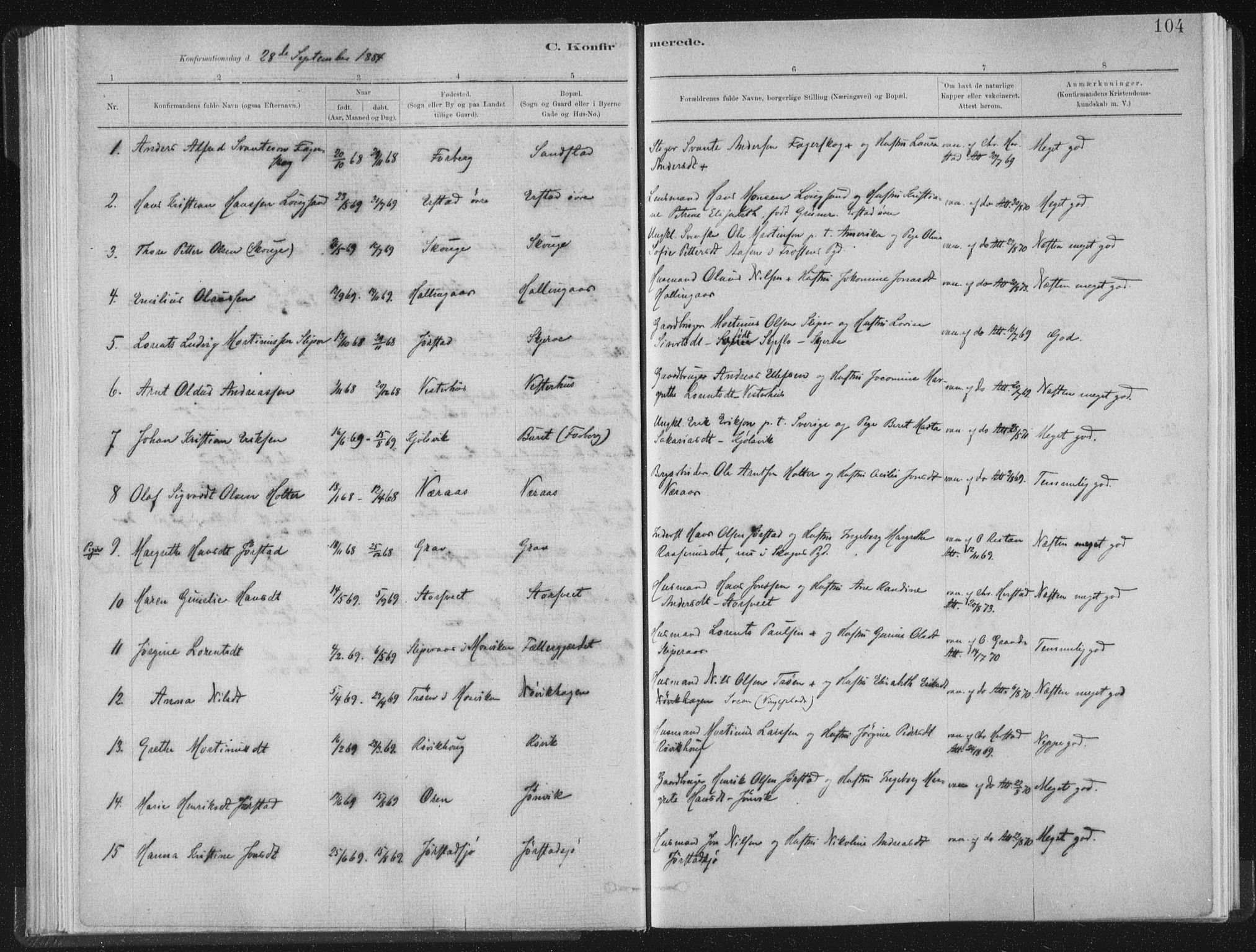 Ministerialprotokoller, klokkerbøker og fødselsregistre - Nord-Trøndelag, SAT/A-1458/722/L0220: Parish register (official) no. 722A07, 1881-1908, p. 104