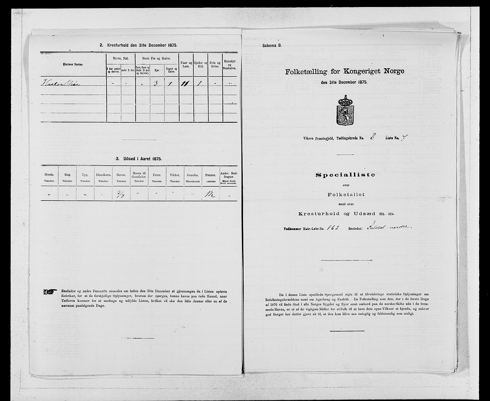 SAB, 1875 census for 1238P Vikør, 1875, p. 990