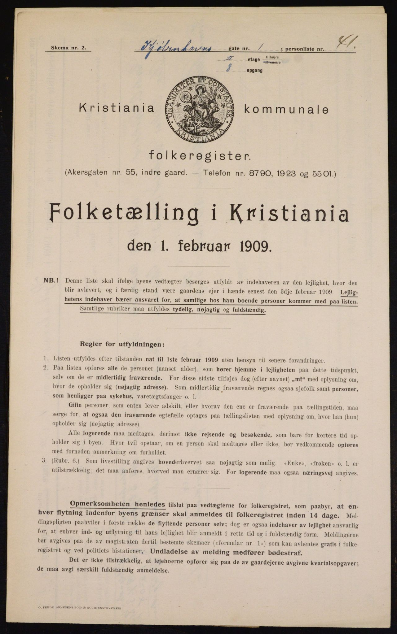 OBA, Municipal Census 1909 for Kristiania, 1909, p. 46962