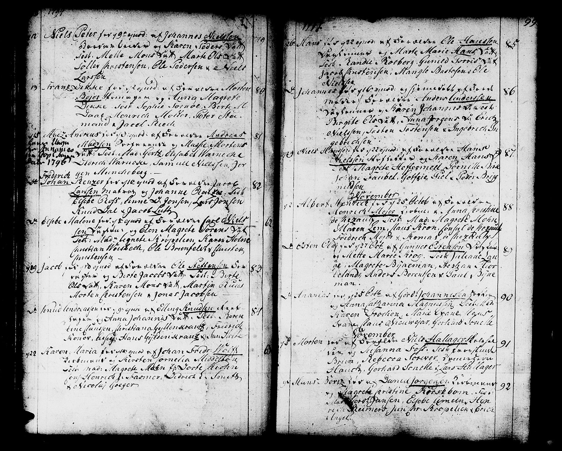 Domkirken sokneprestembete, SAB/A-74801/H/Haa/L0004: Parish register (official) no. A 4, 1763-1820, p. 98-99