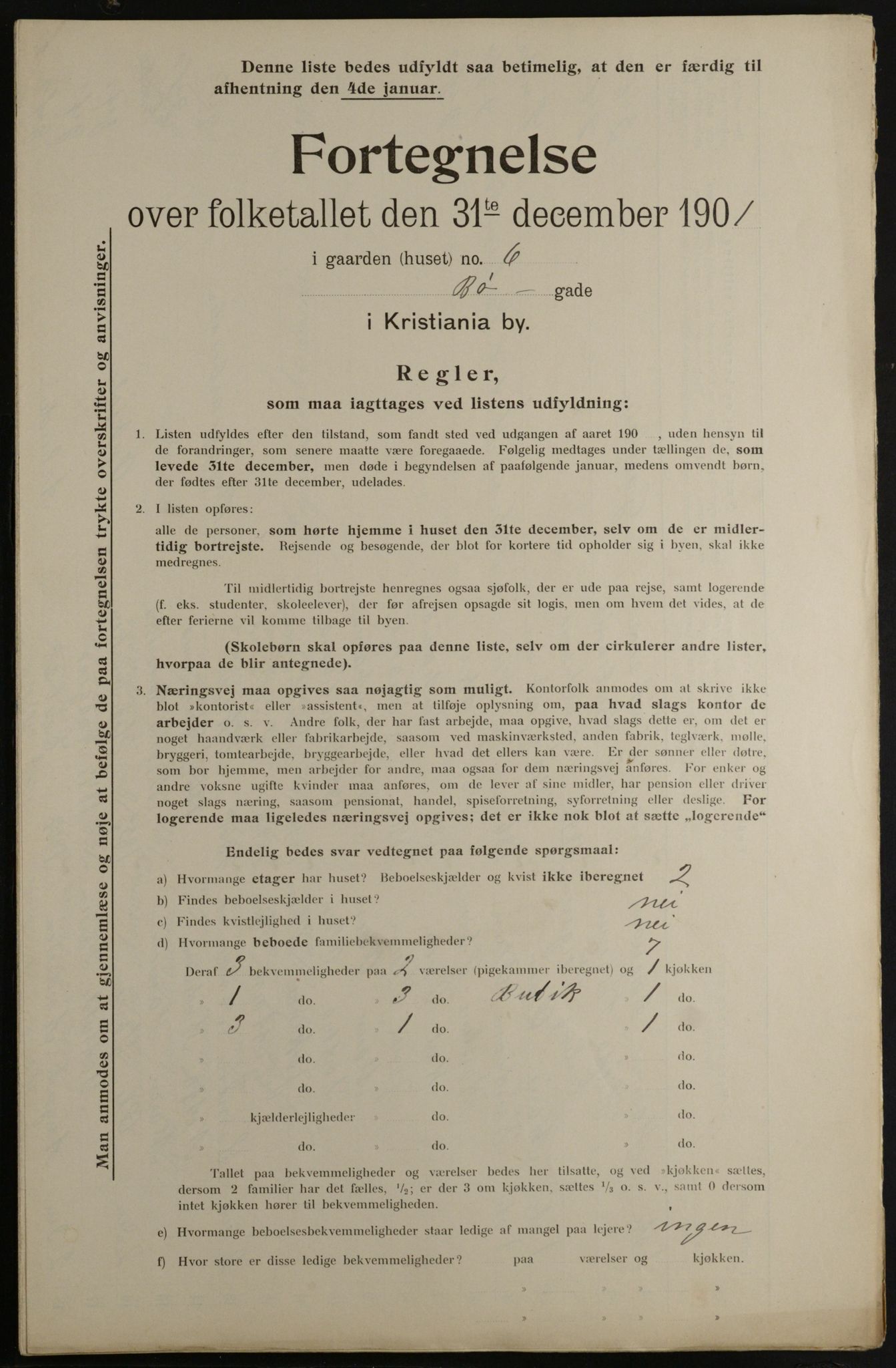 OBA, Municipal Census 1901 for Kristiania, 1901, p. 1829