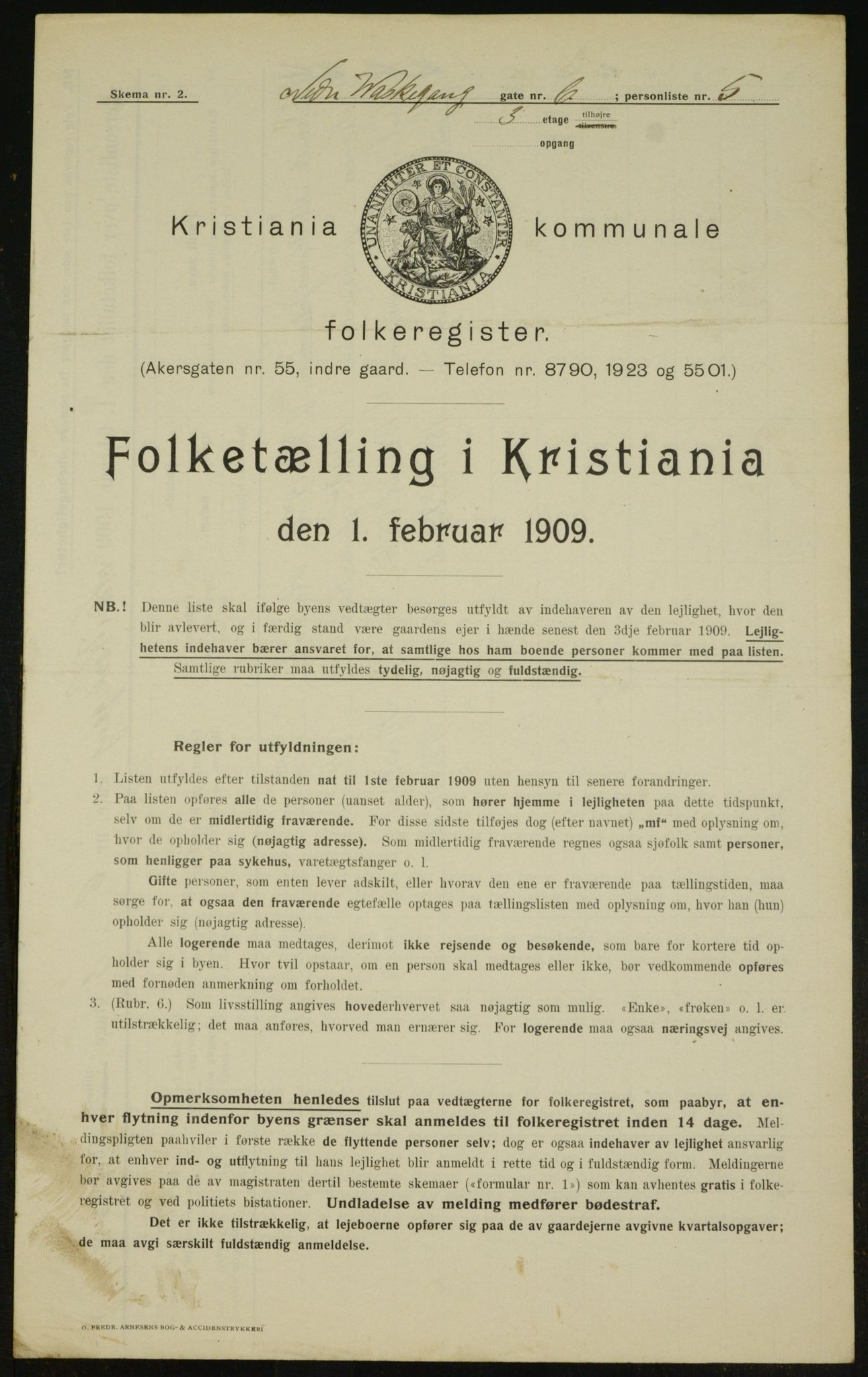 OBA, Municipal Census 1909 for Kristiania, 1909, p. 63049
