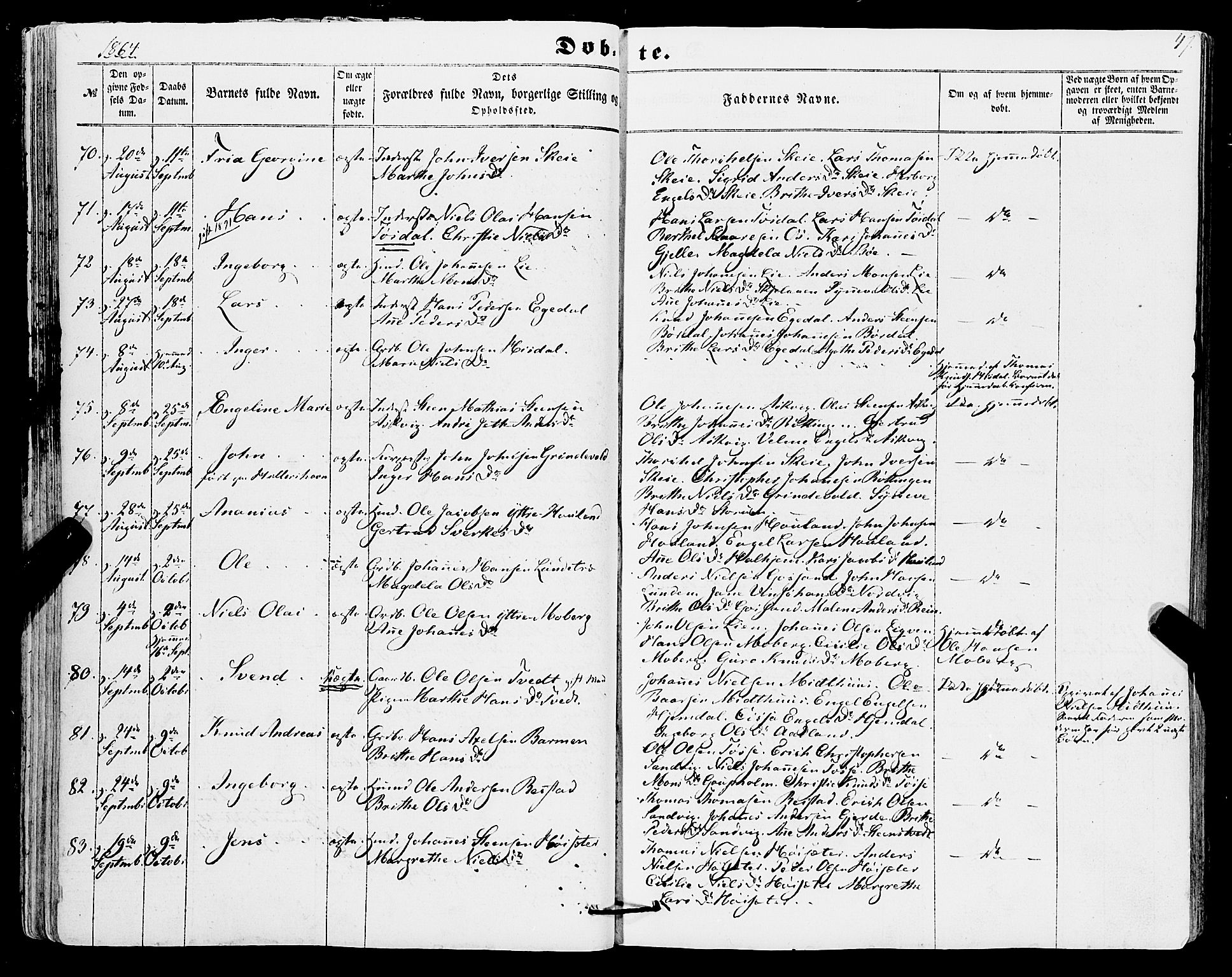 Os sokneprestembete, AV/SAB-A-99929: Parish register (official) no. A 17, 1860-1873, p. 47