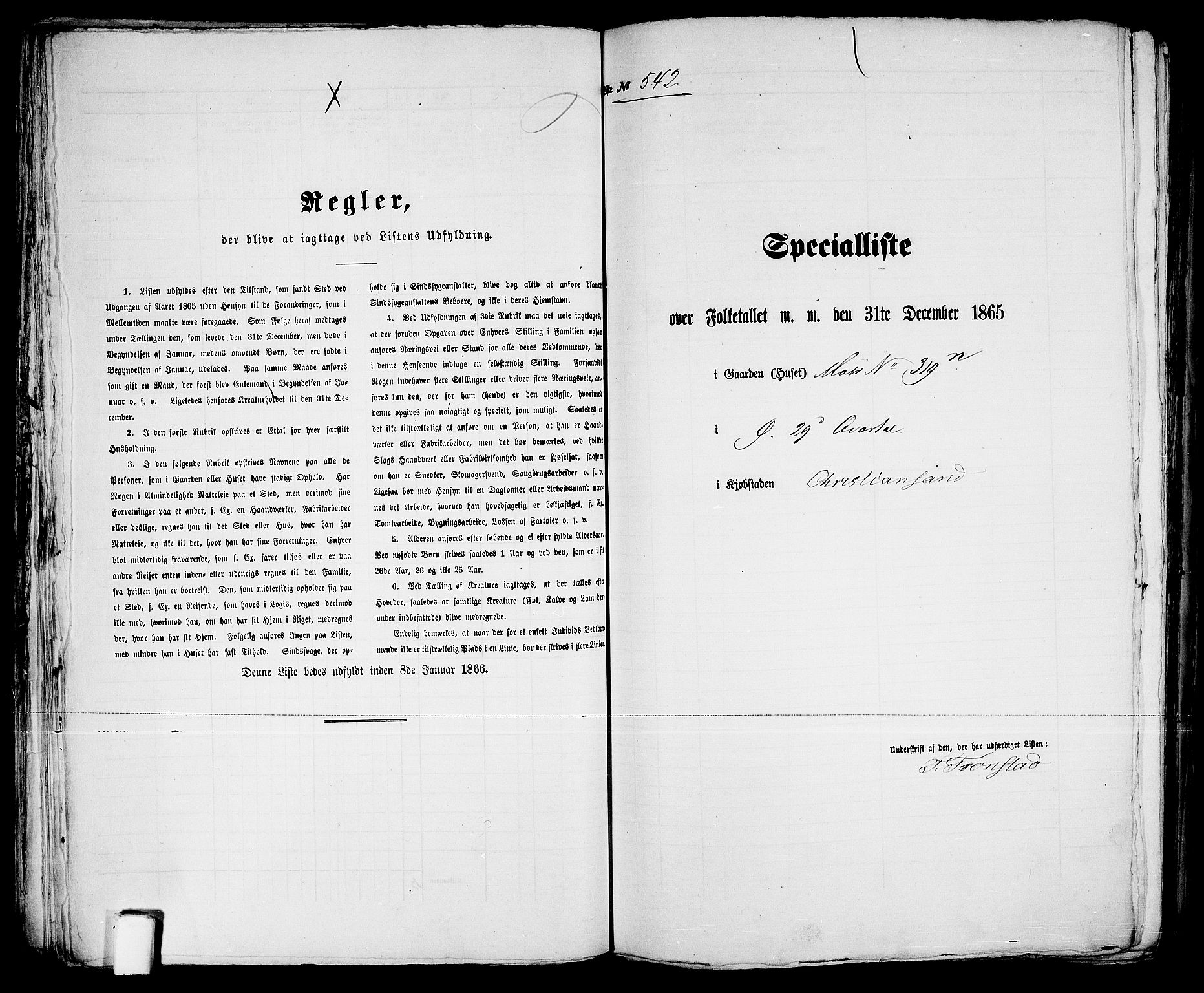 RA, 1865 census for Kristiansand, 1865, p. 1109