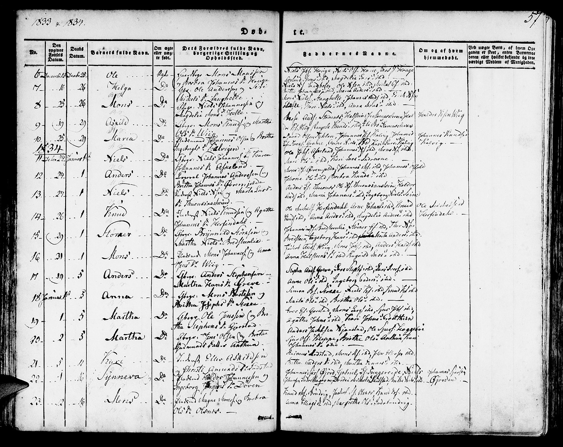 Haus sokneprestembete, SAB/A-75601/H/Haa: Parish register (official) no. A 14, 1827-1838, p. 57