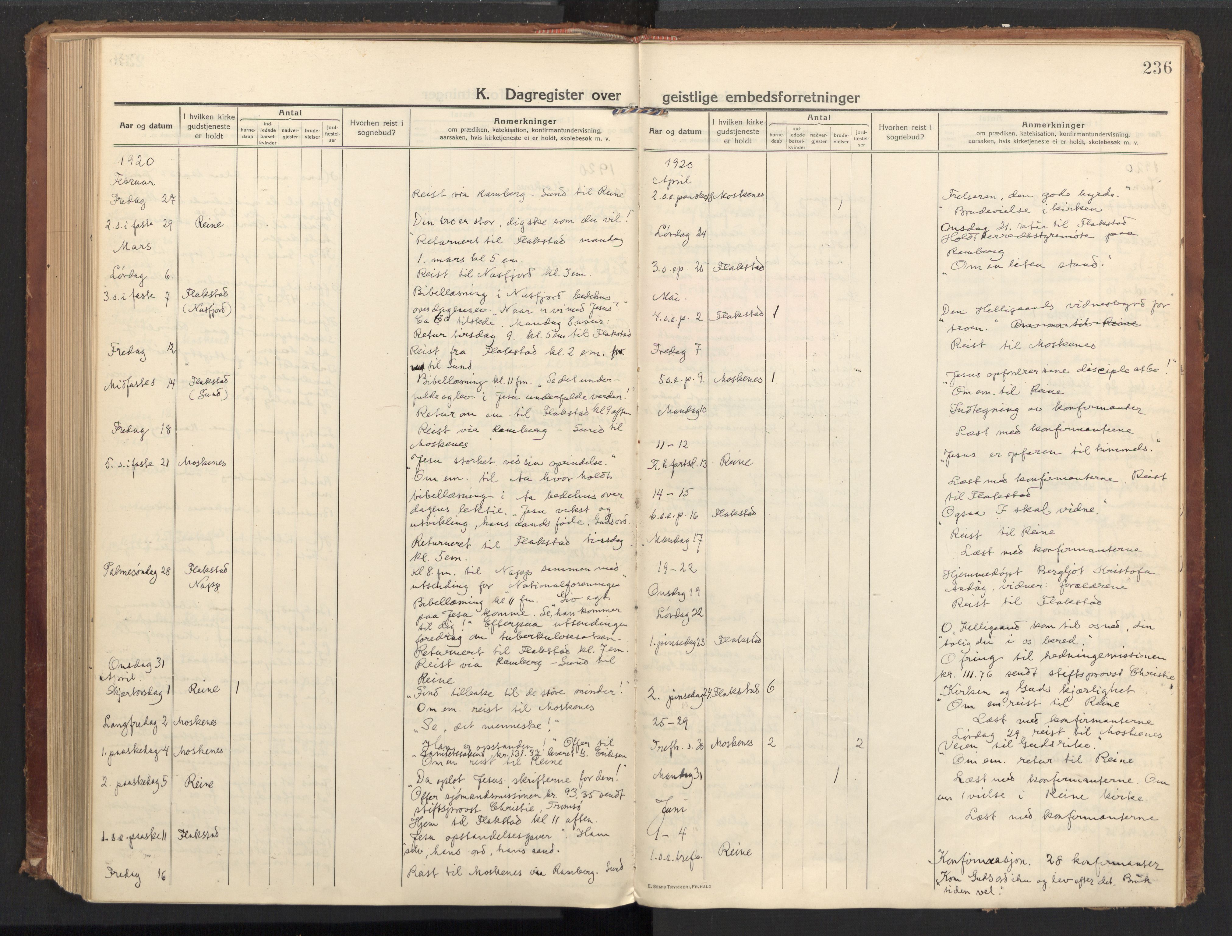 Ministerialprotokoller, klokkerbøker og fødselsregistre - Nordland, AV/SAT-A-1459/885/L1210: Parish register (official) no. 885A10, 1916-1926, p. 236