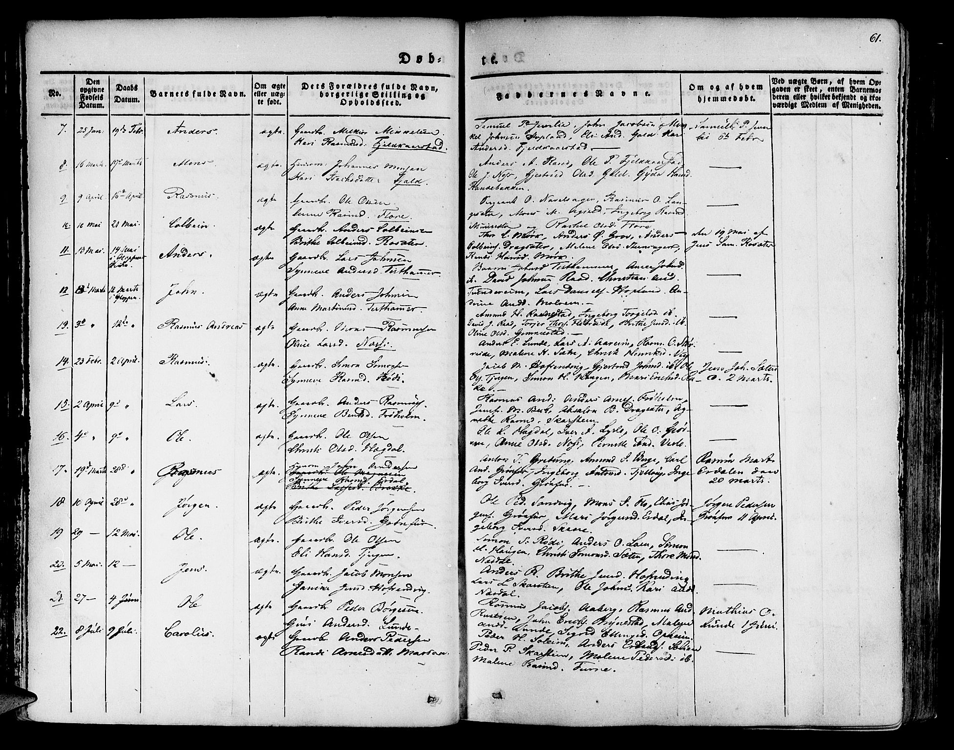 Innvik sokneprestembete, SAB/A-80501: Parish register (official) no. A 4I, 1831-1846, p. 61