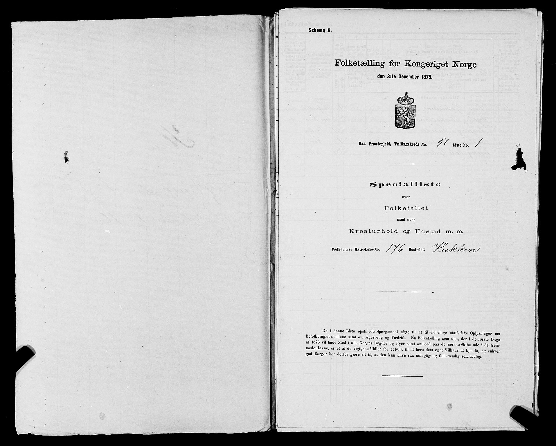 SAST, 1875 census for 1119P Hå, 1875, p. 583