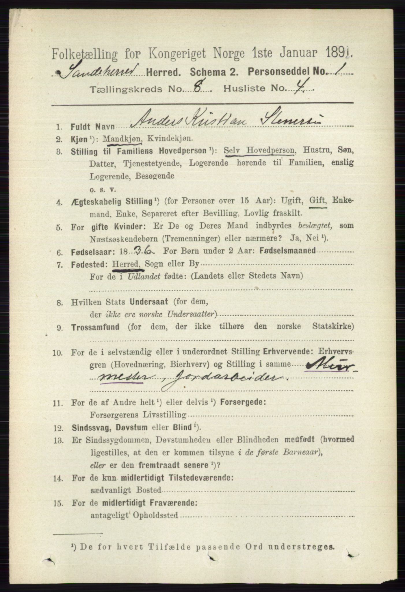 RA, 1891 census for 0724 Sandeherred, 1891, p. 4849