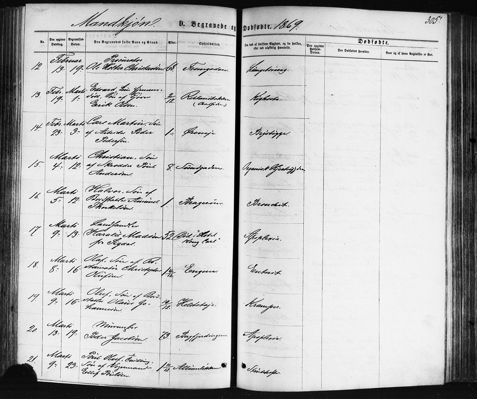 Bragernes kirkebøker, AV/SAKO-A-6/F/Fb/L0004: Parish register (official) no. II 4, 1869-1875, p. 305