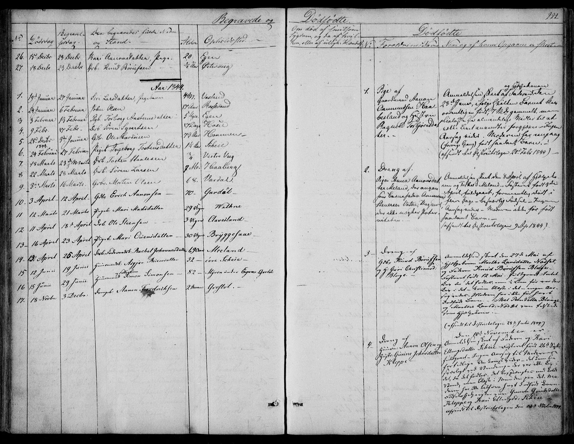 Hægebostad sokneprestkontor, SAK/1111-0024/F/Fa/Fab/L0002: Parish register (official) no. A 2, 1836-1872, p. 222