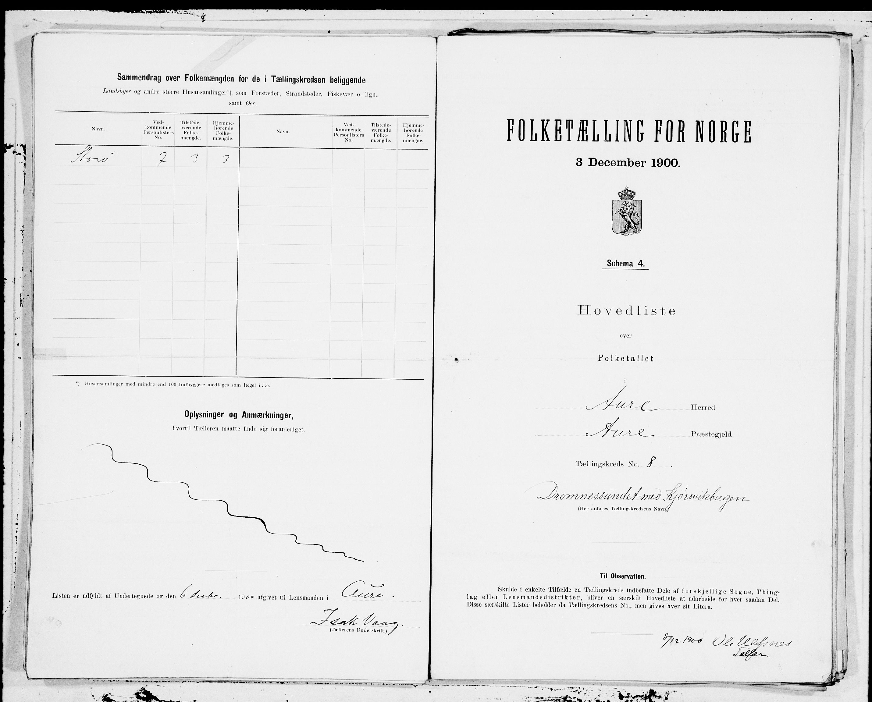 SAT, 1900 census for Aure, 1900, p. 16