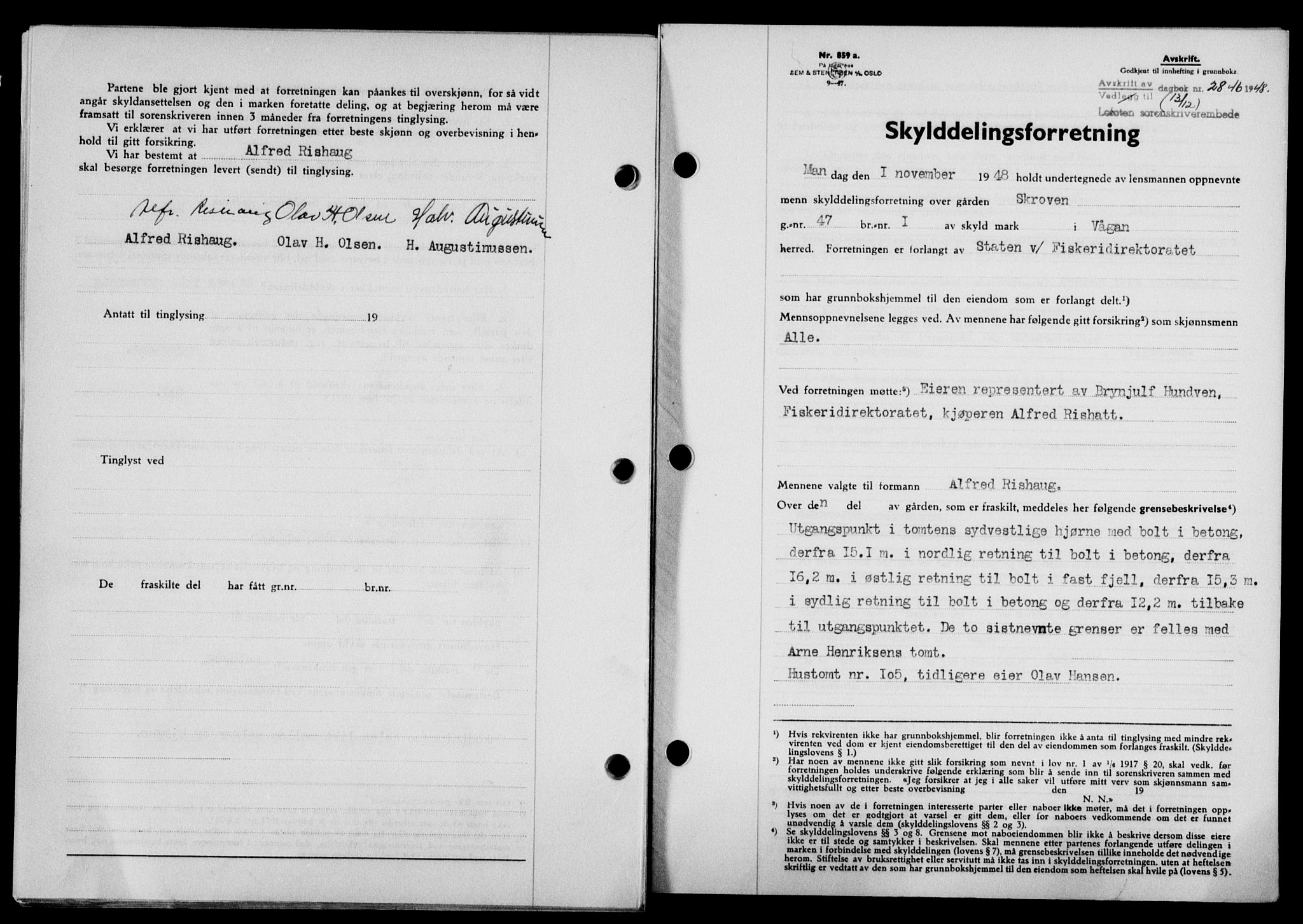 Lofoten sorenskriveri, SAT/A-0017/1/2/2C/L0020a: Mortgage book no. 20a, 1948-1949, Diary no: : 2846/1948