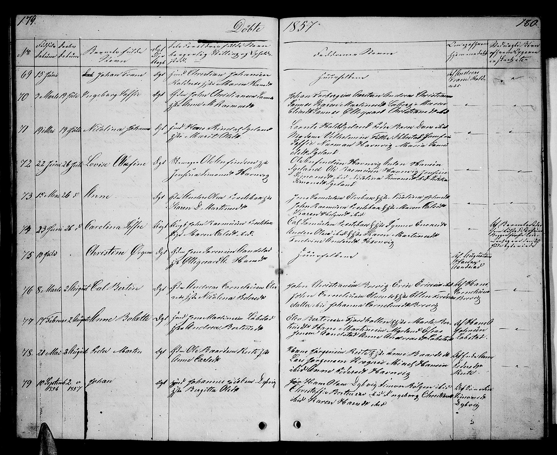 Ibestad sokneprestembete, SATØ/S-0077/H/Ha/Hab/L0004klokker: Parish register (copy) no. 4, 1852-1860, p. 179-180