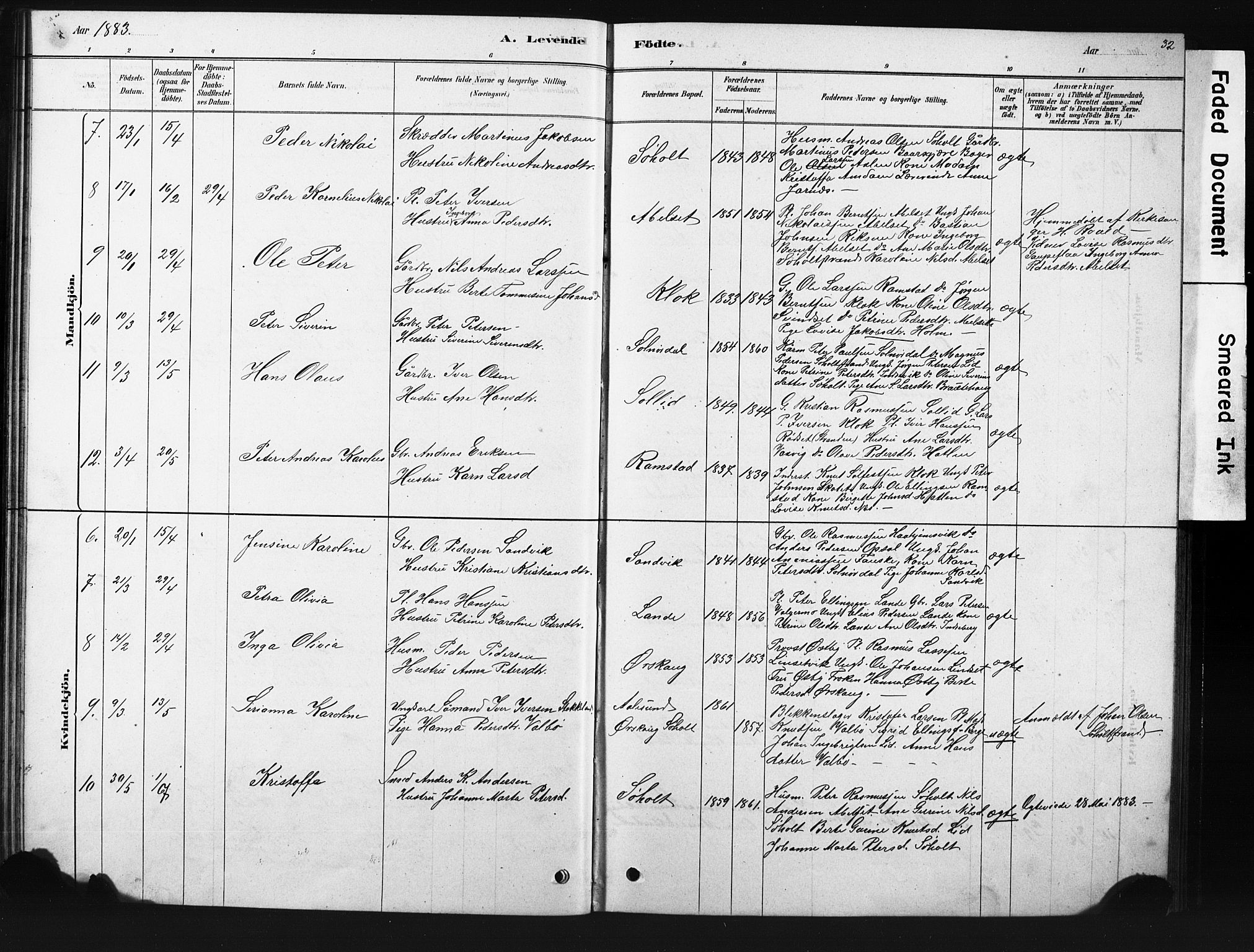Ministerialprotokoller, klokkerbøker og fødselsregistre - Møre og Romsdal, SAT/A-1454/522/L0326: Parish register (copy) no. 522C05, 1878-1890, p. 32